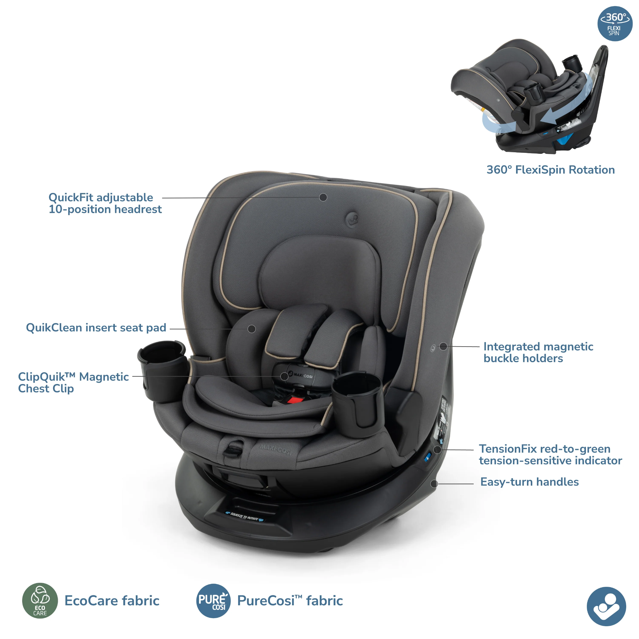 Andi 360 Rotating All-in-One Convertible Car Seat | Tots to Teens Furniture