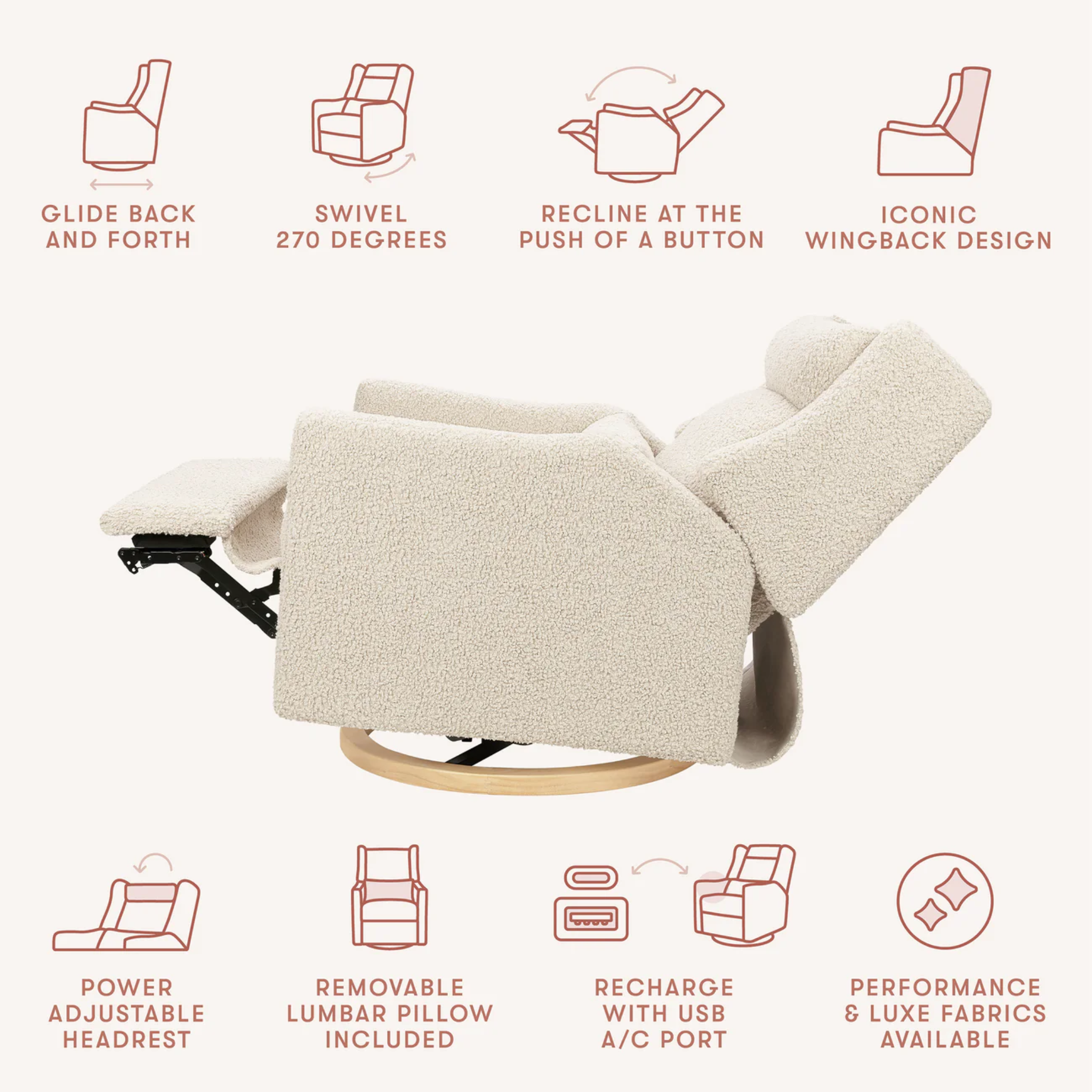 Kiwi Plus Power Recliner and Swivel Glider with Power Adjustable Headrest and USB Port | Tots to Teens Furniture