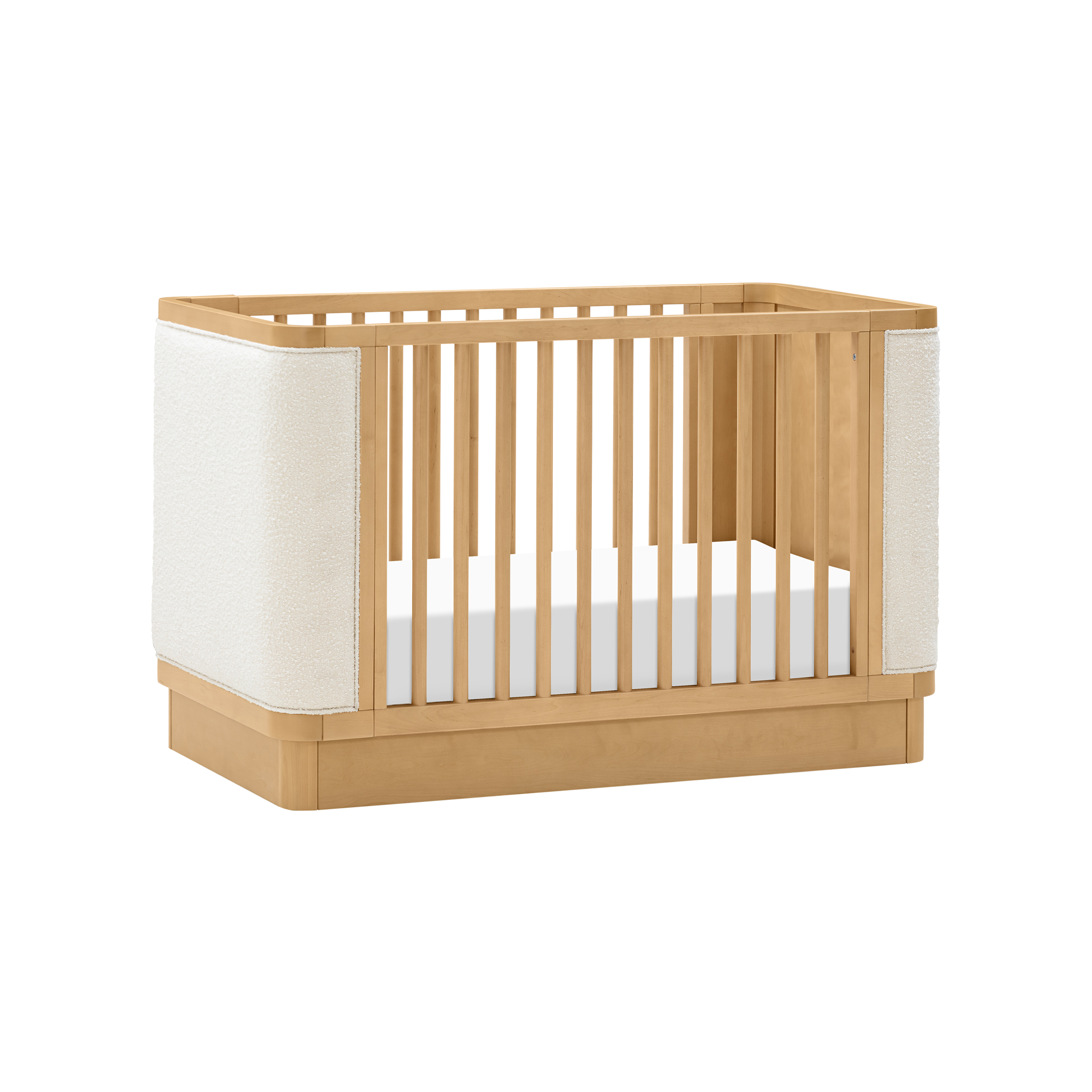 Bondi Boucle 4-in-1 Convertible Crib w/ Toddler Bed Kit In Honey With Ivory Boucle - Tots to Teens Furniture
