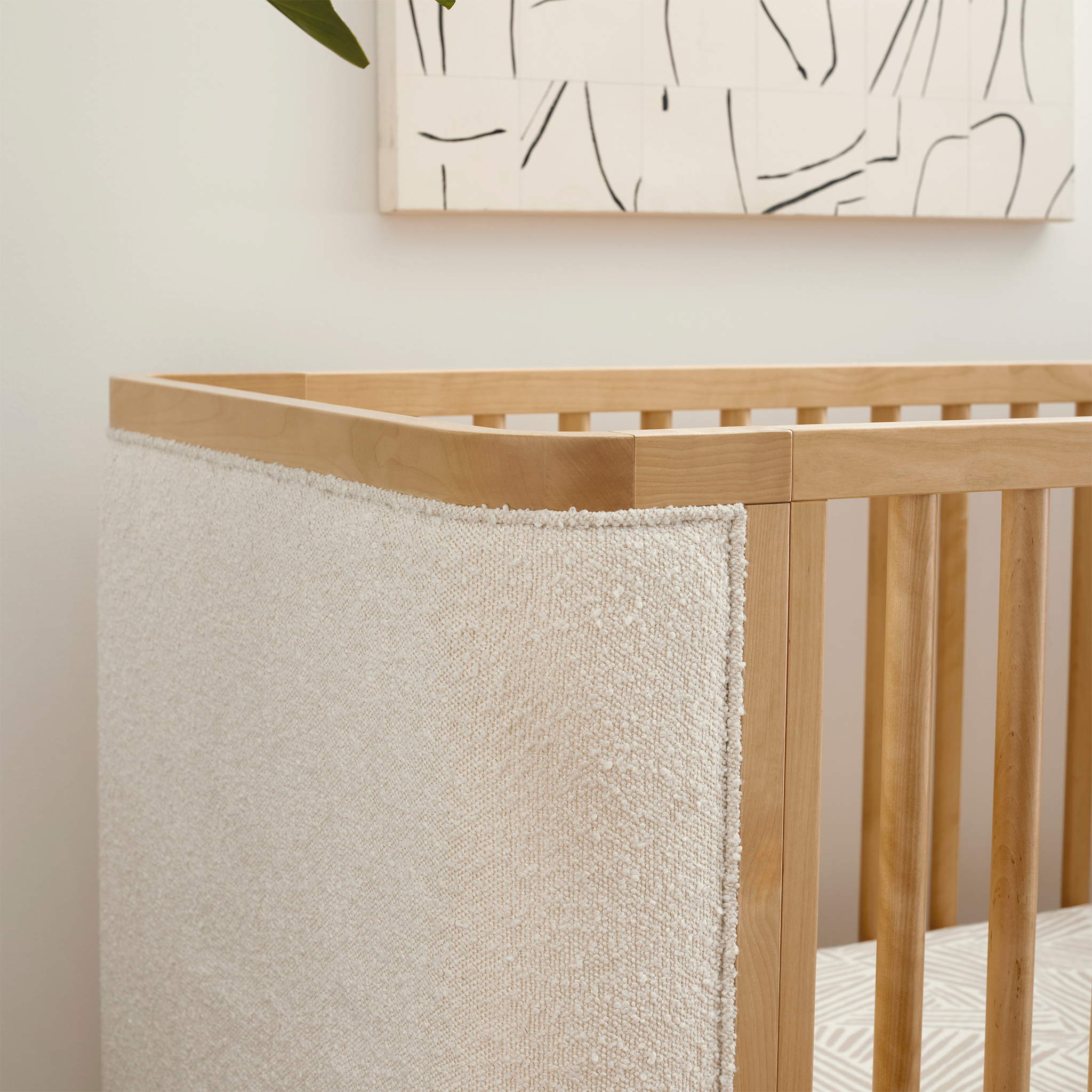 Bondi Boucle 4-in-1 Convertible Crib w/ Toddler Bed Kit In Honey With Ivory Boucle - Tots to Teens Furniture