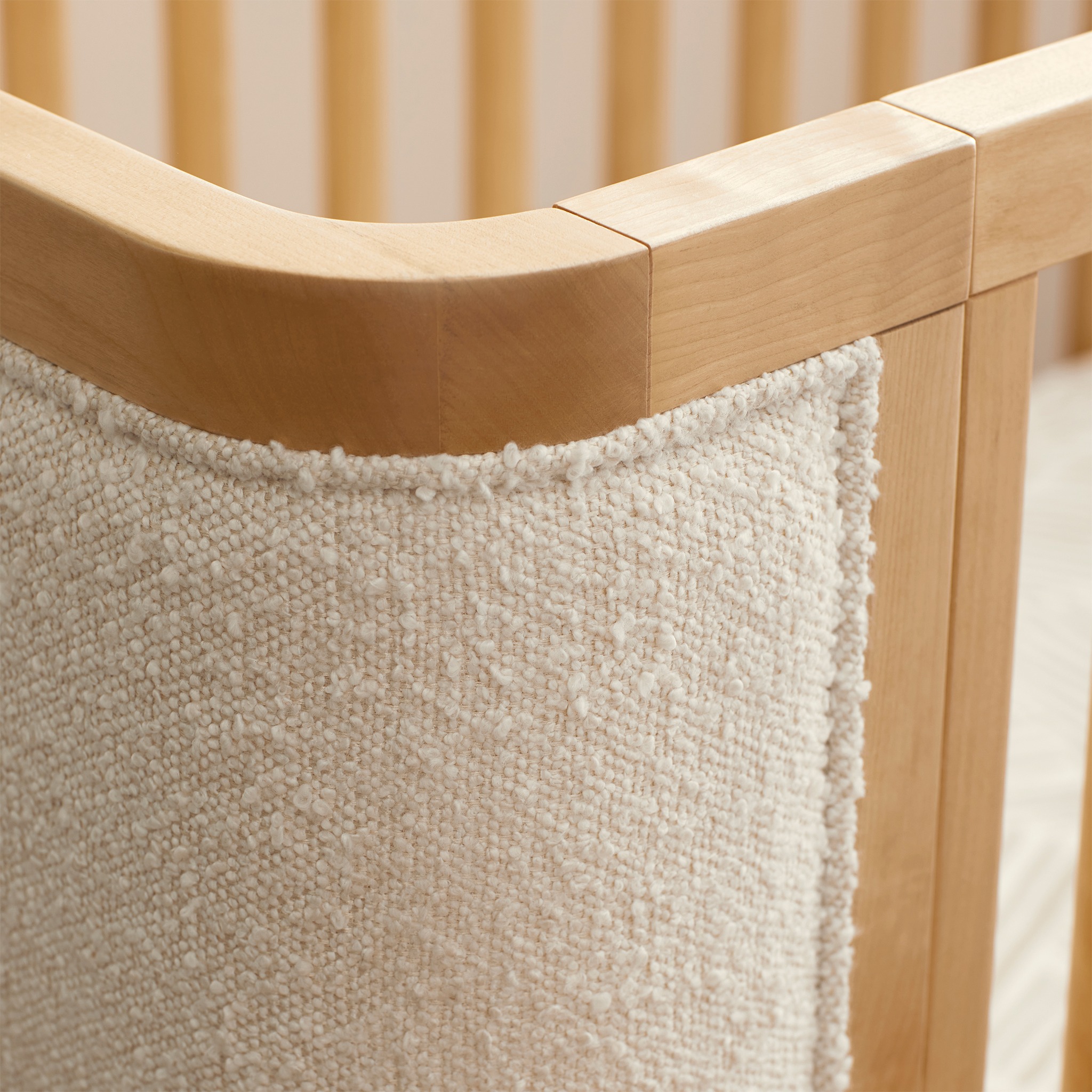 Bondi Boucle 4-in-1 Convertible Crib w/ Toddler Bed Kit In Honey With Ivory Boucle - Tots to Teens Furniture