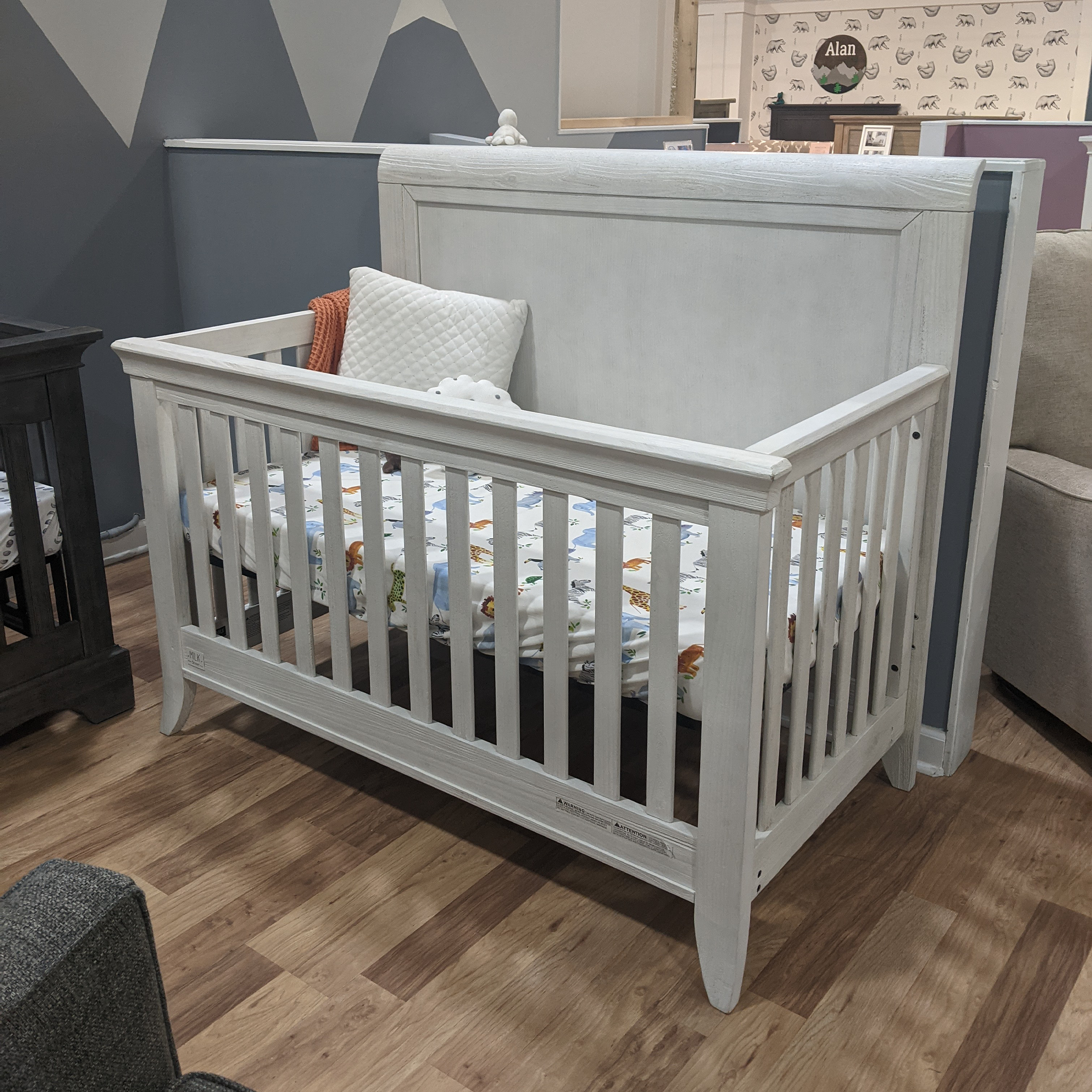 Floor Model Special - Cameo Sleigh Crib in Steam - Tots to Teens Furniture