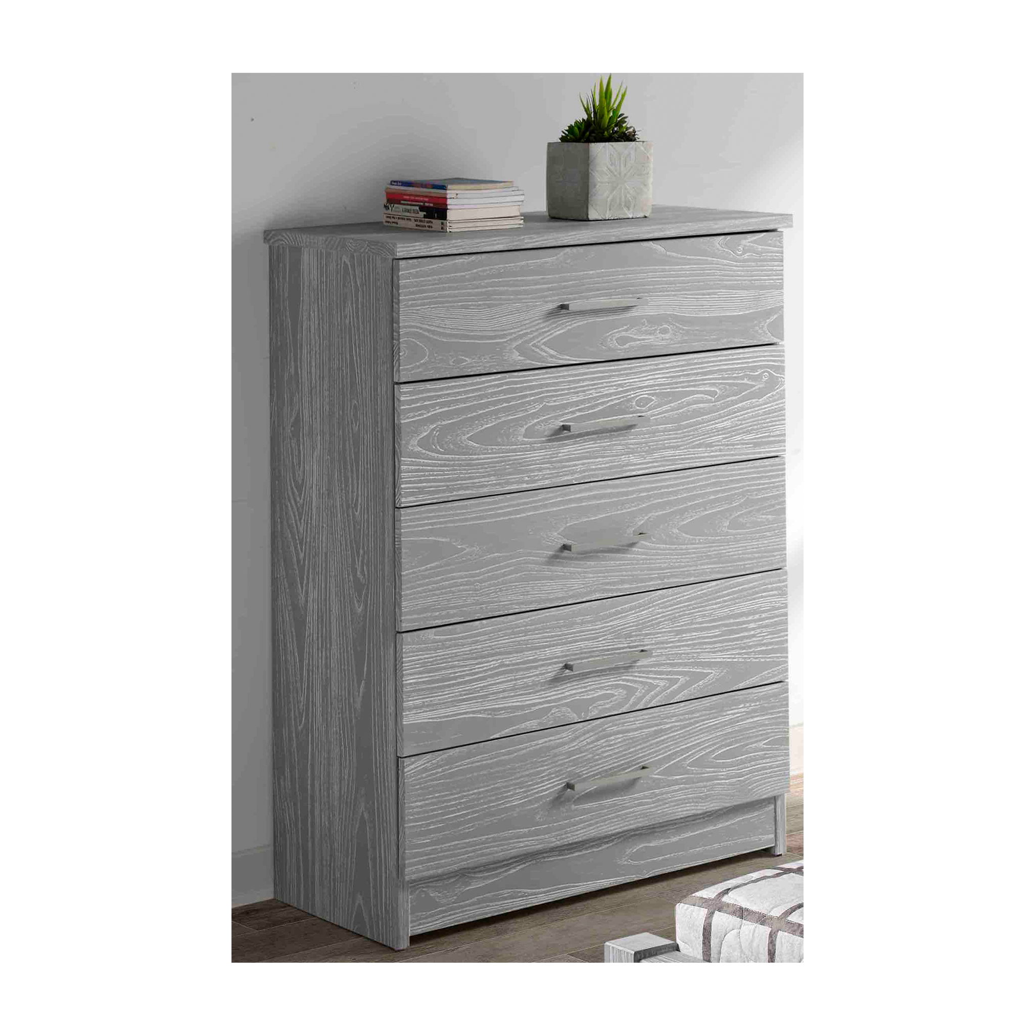 Wood Grain Embossed 5 Drawer Chest - Tots to Teens Furniture