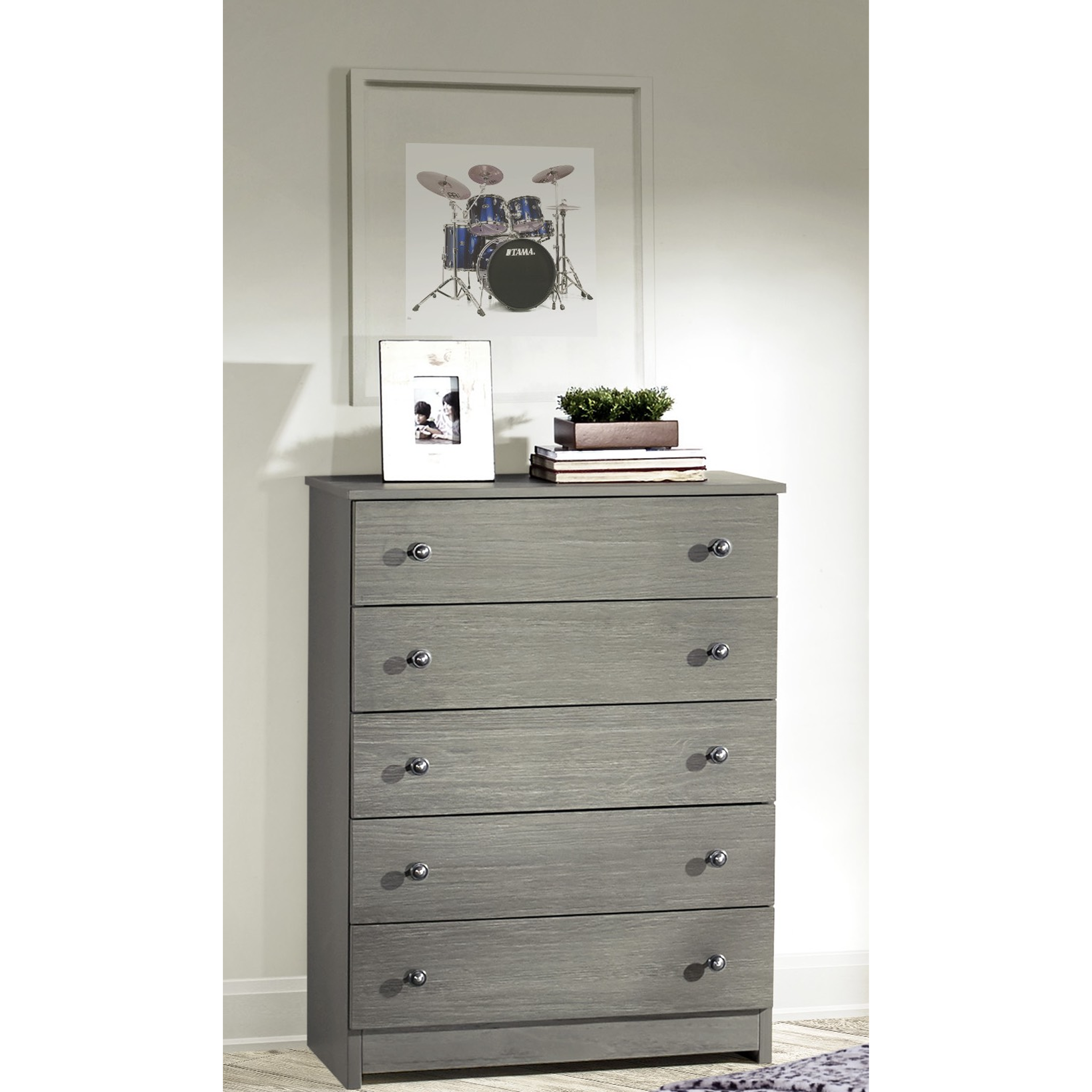 Wire Brushed 5 Drawer Chest - Tots to Teens Furniture