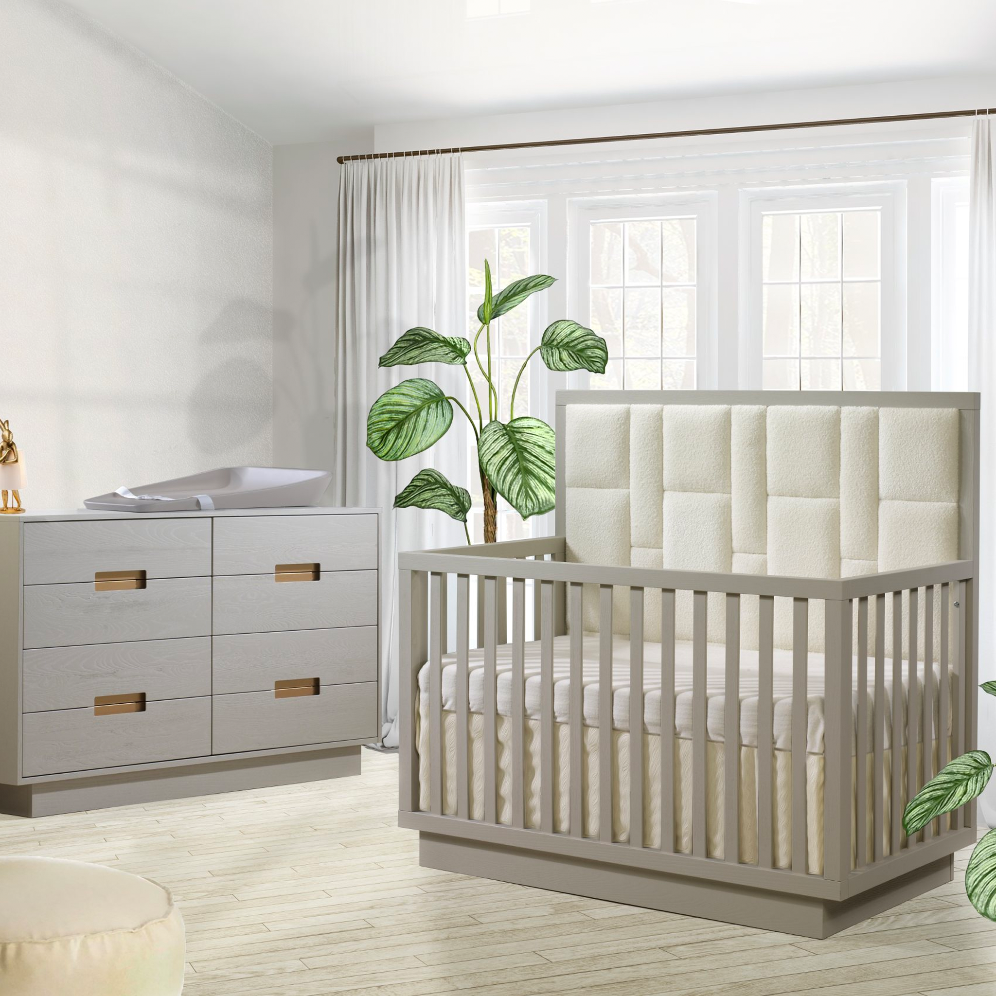 Como Convertible Crib with Upholstered Panel - Tots to Teens Furniture