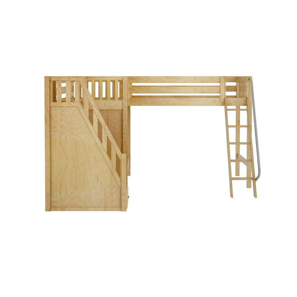 High Corner Triple Loft Bunk Bed with Stairs - Tots to Teens Furniture