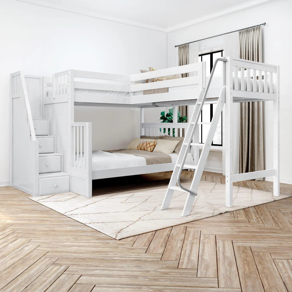 High Corner Triple Loft Bunk Bed with Stairs - Tots to Teens Furniture