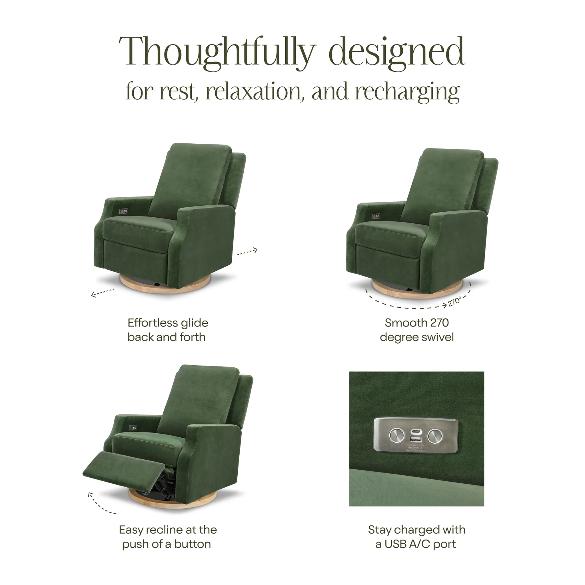 Crewe Power Swivel Glider Recliner - Tots to Teens Furniture
