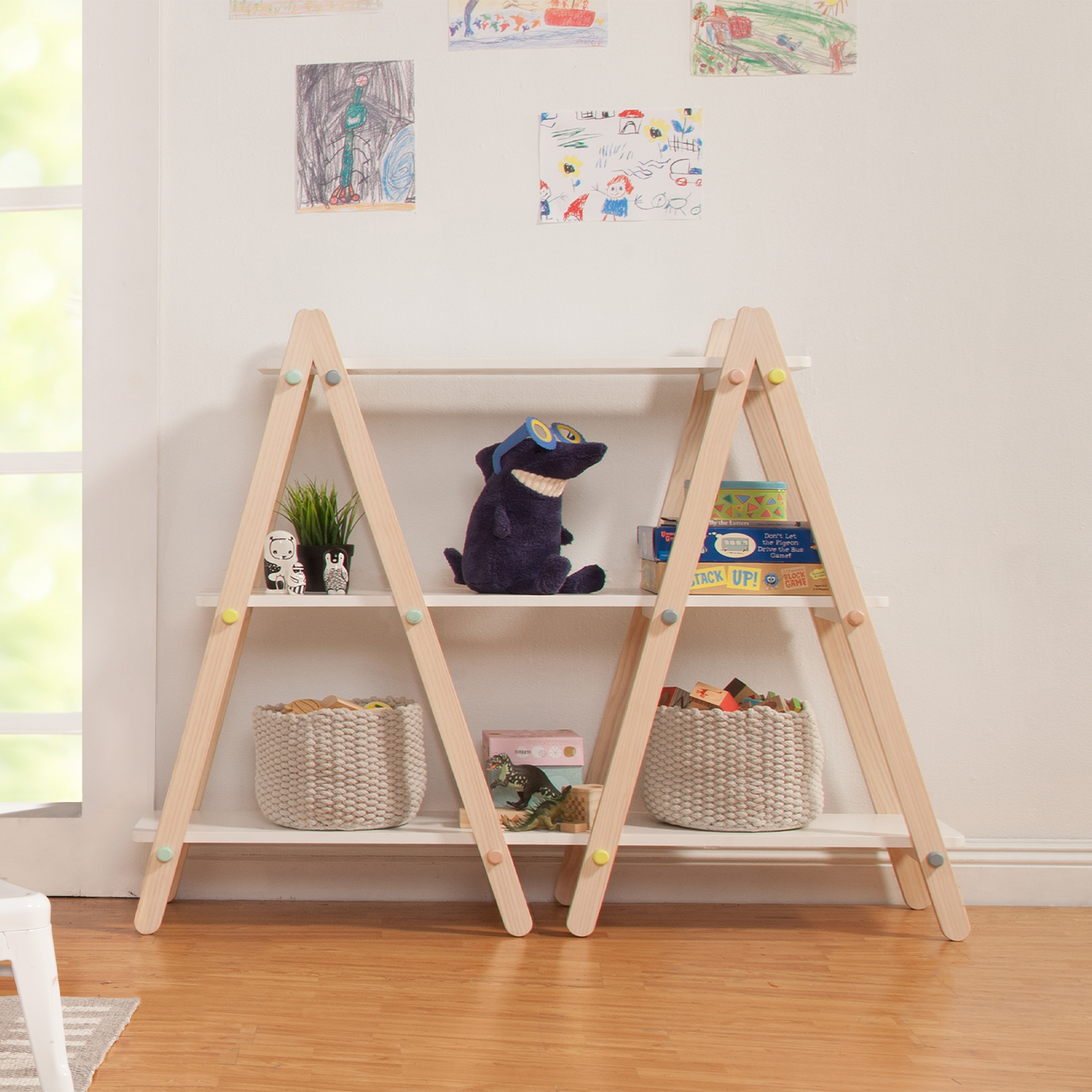 Dottie Bookcase in White and Washed Natural - Tots to Teens Furniture