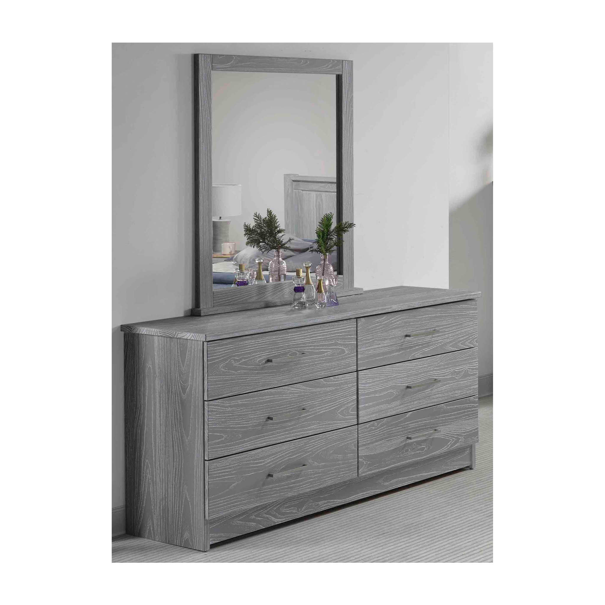 Wood Grain Embossed 6 Drawer Double Dresser - Tots to Teens Furniture