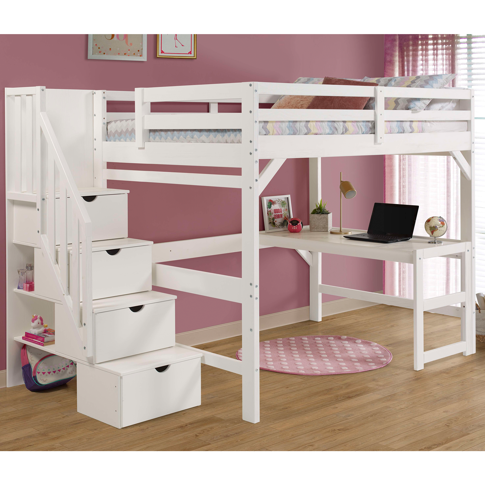 Wire Brushed Study Loft with Staircase - Tots to Teens Furniture