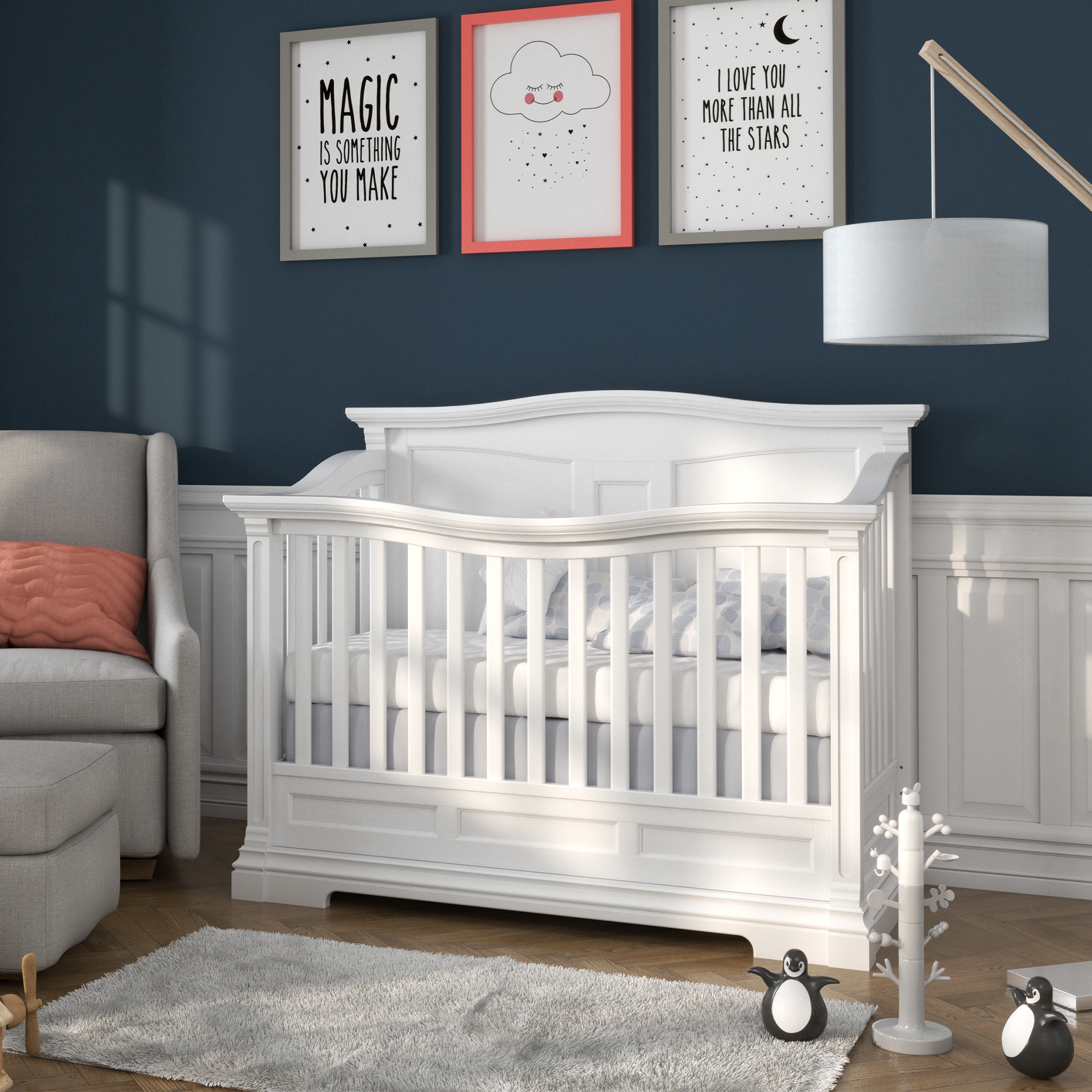 Imperio Convertible Crib w/ Solid Back - Tots to Teens Furniture