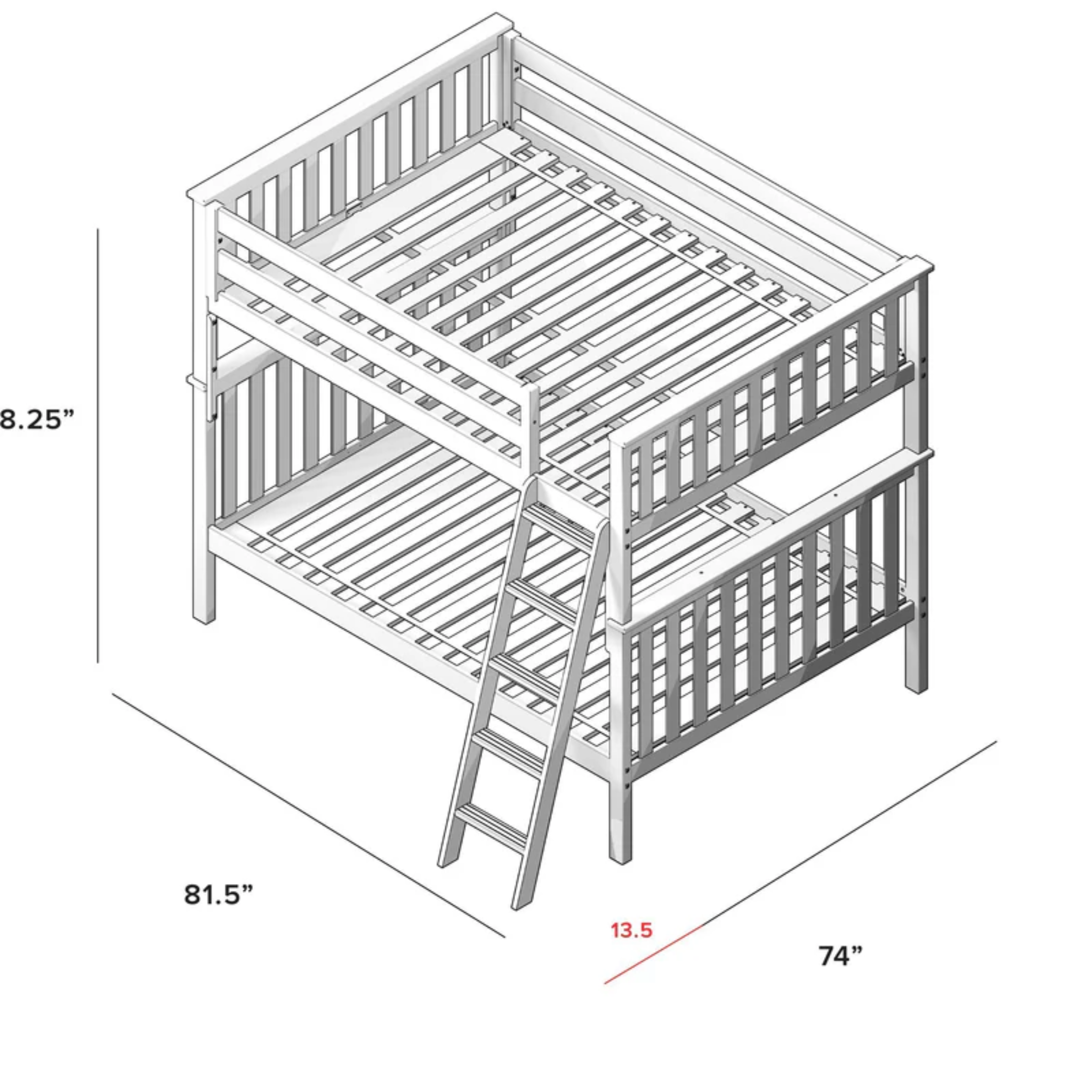 Cambridge 1 - Full/Full Bunk Bed w/Angle Ladder - Tots to Teens Furniture