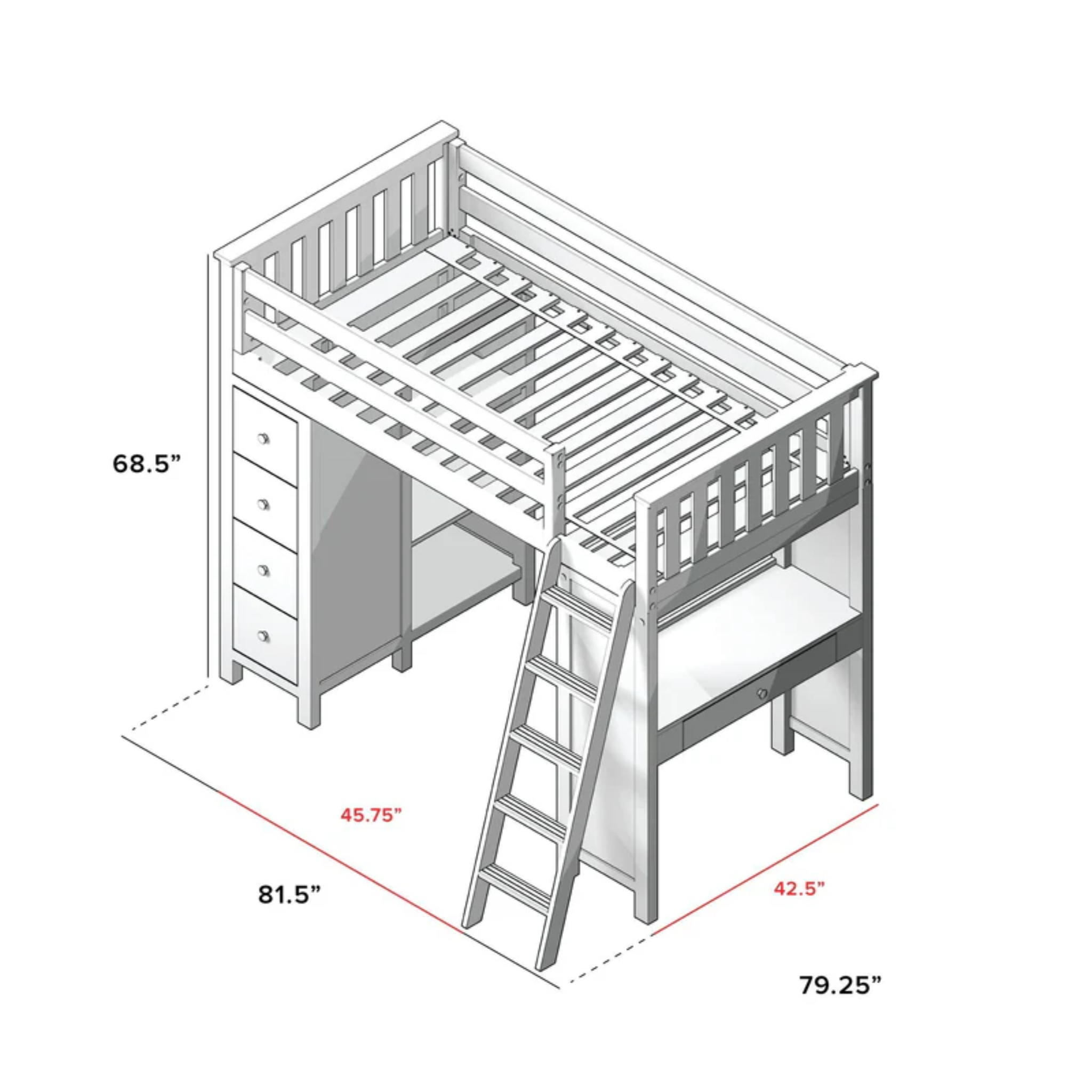 Loft Bed Storage Study | Tots to Teens Furniture