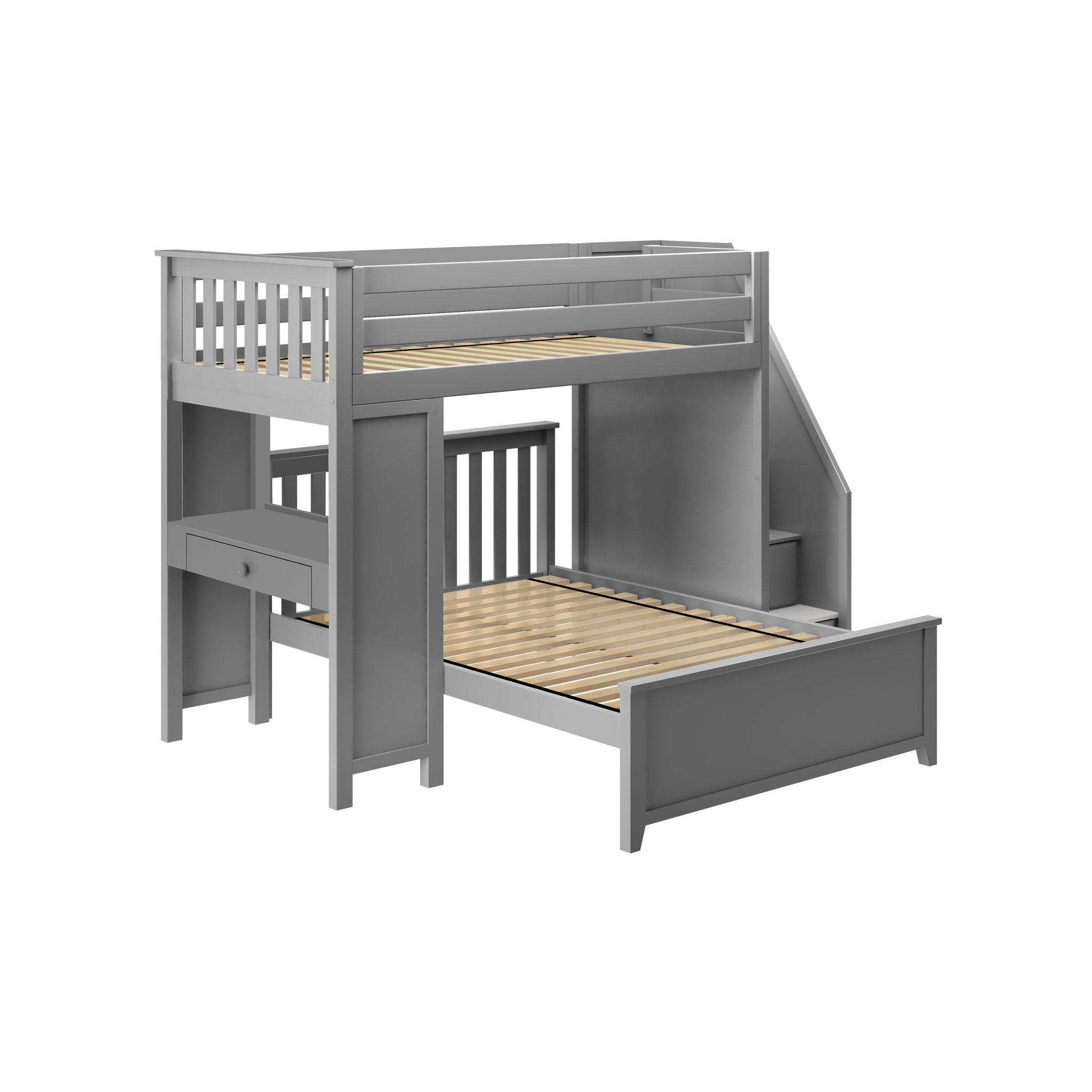 Brighton 1 - Twin High Loft w/ Staircase, Desk & Full-Size Bed - Tots to Teens Furniture