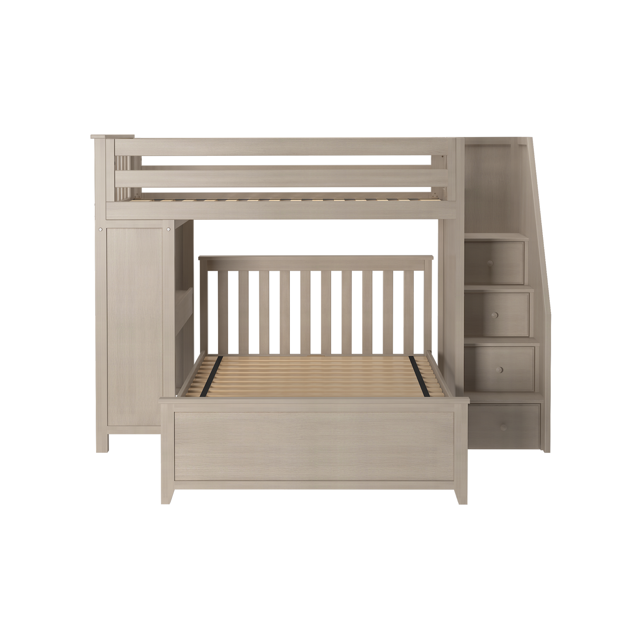 Brighton 1 - Twin High Loft w/ Staircase, Desk & Full-Size Bed - Tots to Teens Furniture