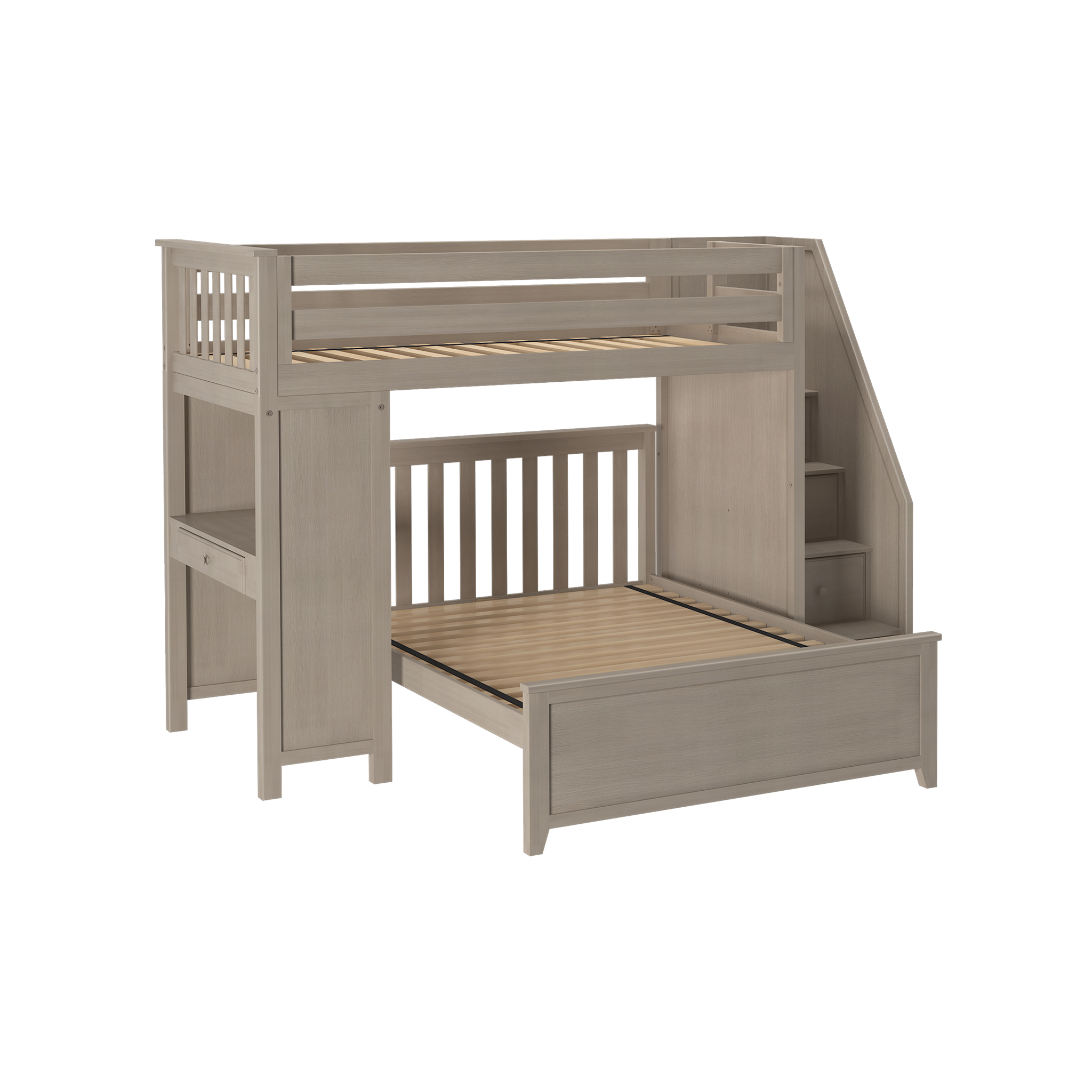 Brighton 1 - Twin High Loft w/ Staircase, Desk & Full-Size Bed - Tots to Teens Furniture