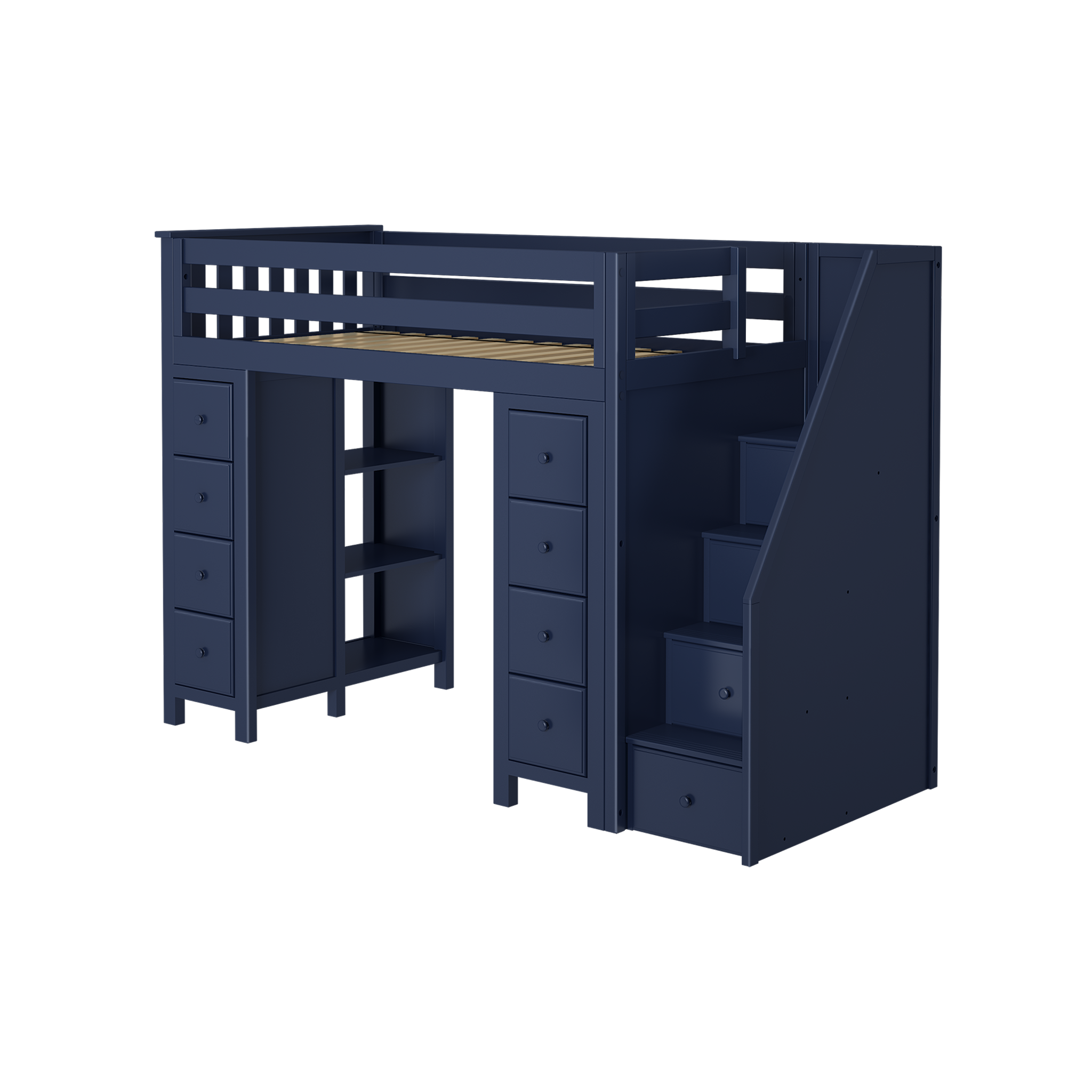 Chester - Twin High Loft w/ Staircase & 2x Dresser-Bookcase - Tots to Teens Furniture