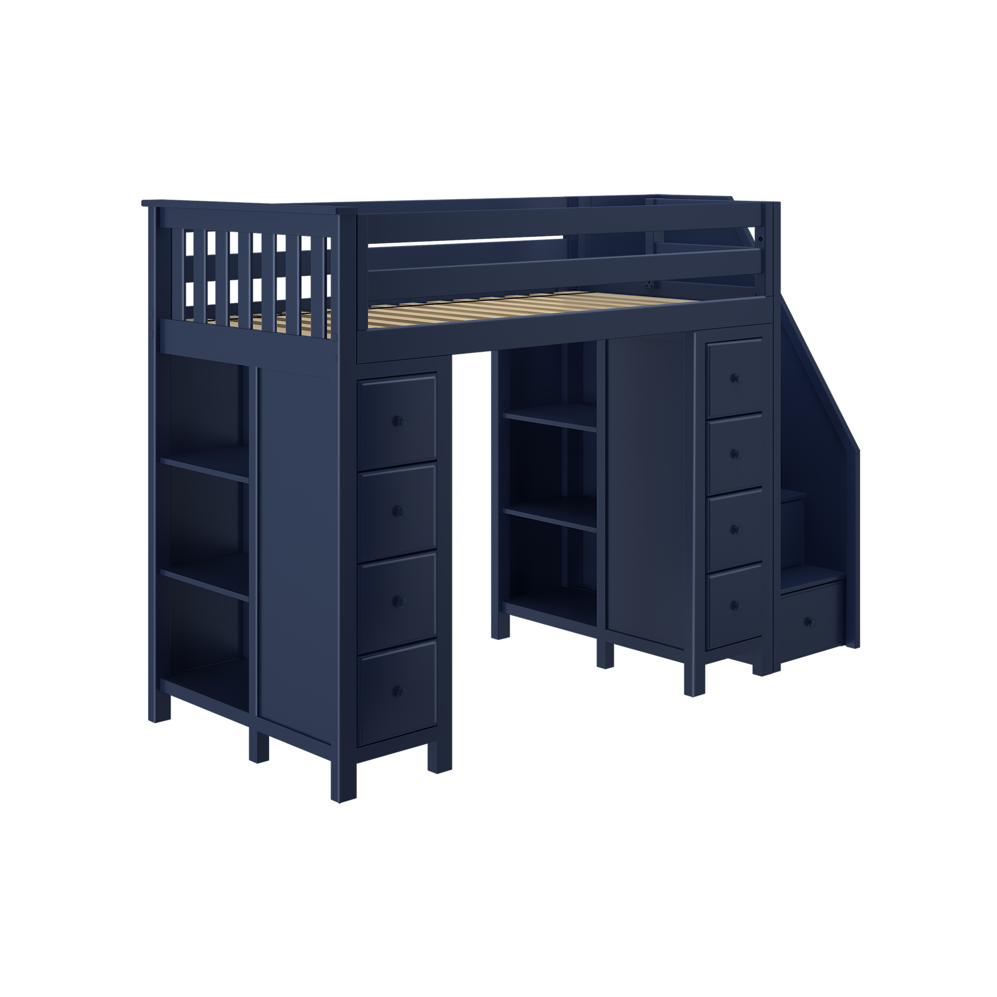 Chester - Twin High Loft w/ Staircase & 2x Dresser-Bookcase - Tots to Teens Furniture