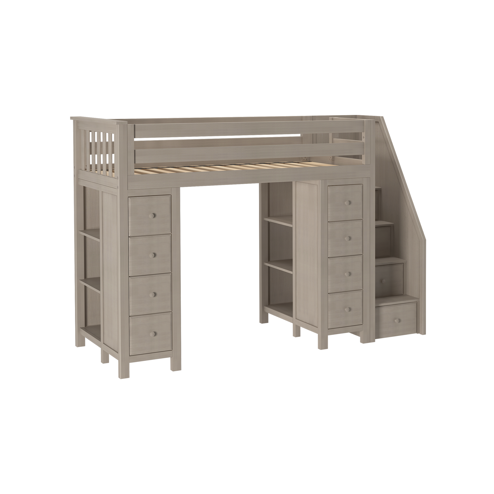 Chester - Twin High Loft w/ Staircase & 2x Dresser-Bookcase - Tots to Teens Furniture