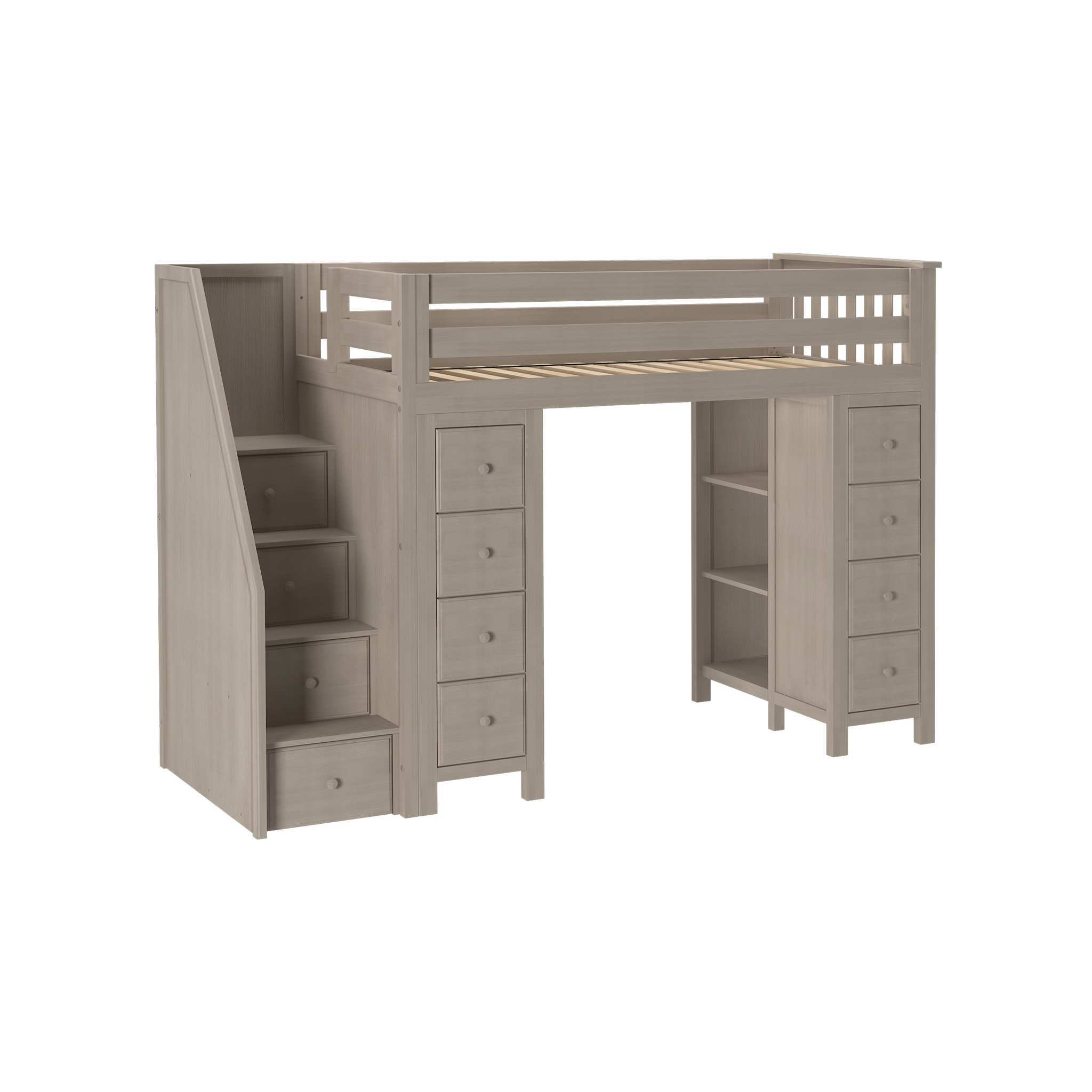 Chester - Twin High Loft w/ Staircase & 2x Dresser-Bookcase - Tots to Teens Furniture