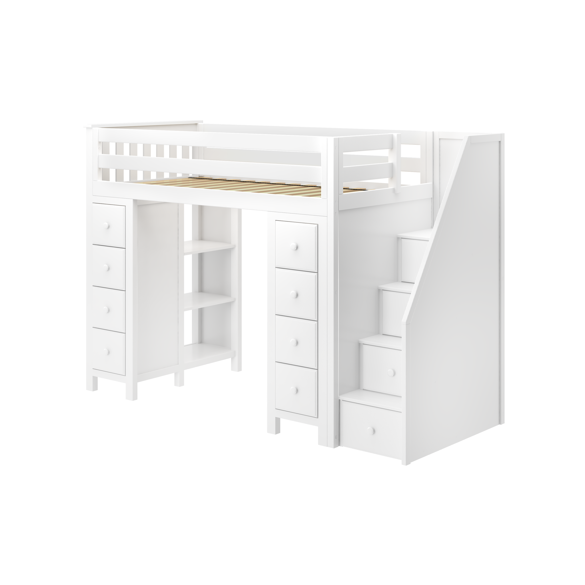 Chester - Twin High Loft w/ Staircase & 2x Dresser-Bookcase - Tots to Teens Furniture