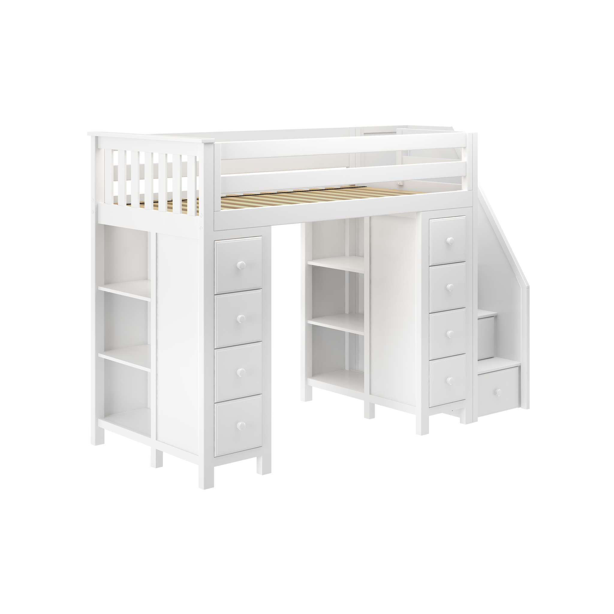 Chester - Twin High Loft w/ Staircase & 2x Dresser-Bookcase - Tots to Teens Furniture