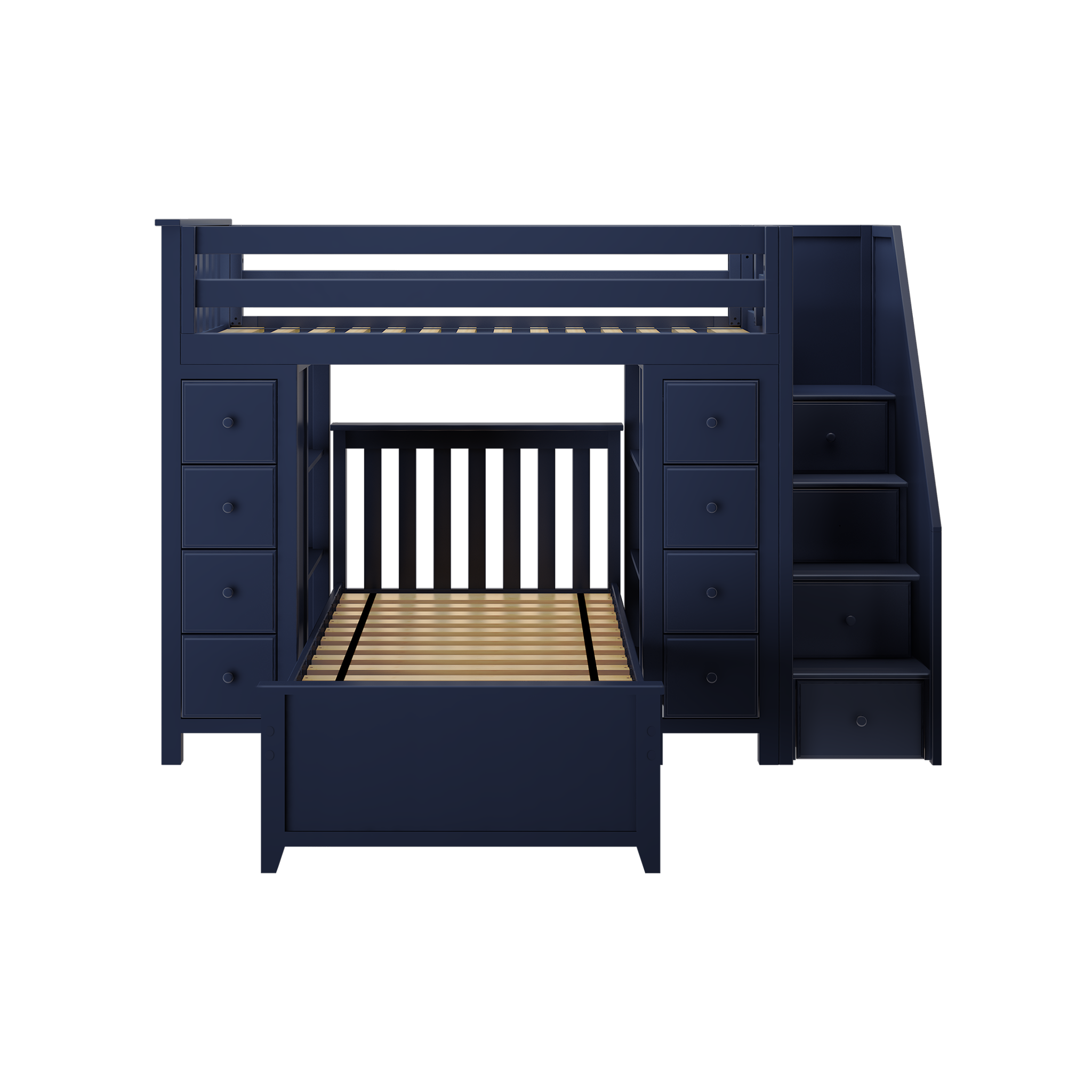 Chester 2 - Twin High Loft w/ Staircase, 2x Dresser-Bookcase & Twin Bed - Tots to Teens Furniture