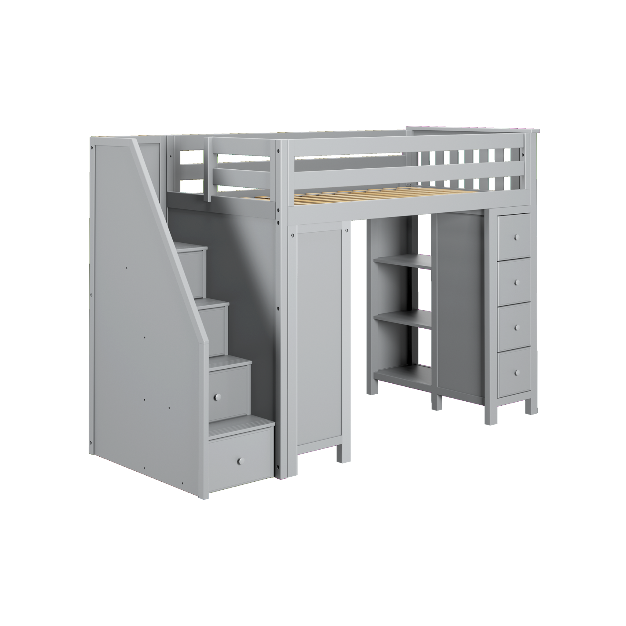 Chester 3 - Twin High Loft w/ Staircase, Dresser-Bookcase & Desk - Tots to Teens Furniture