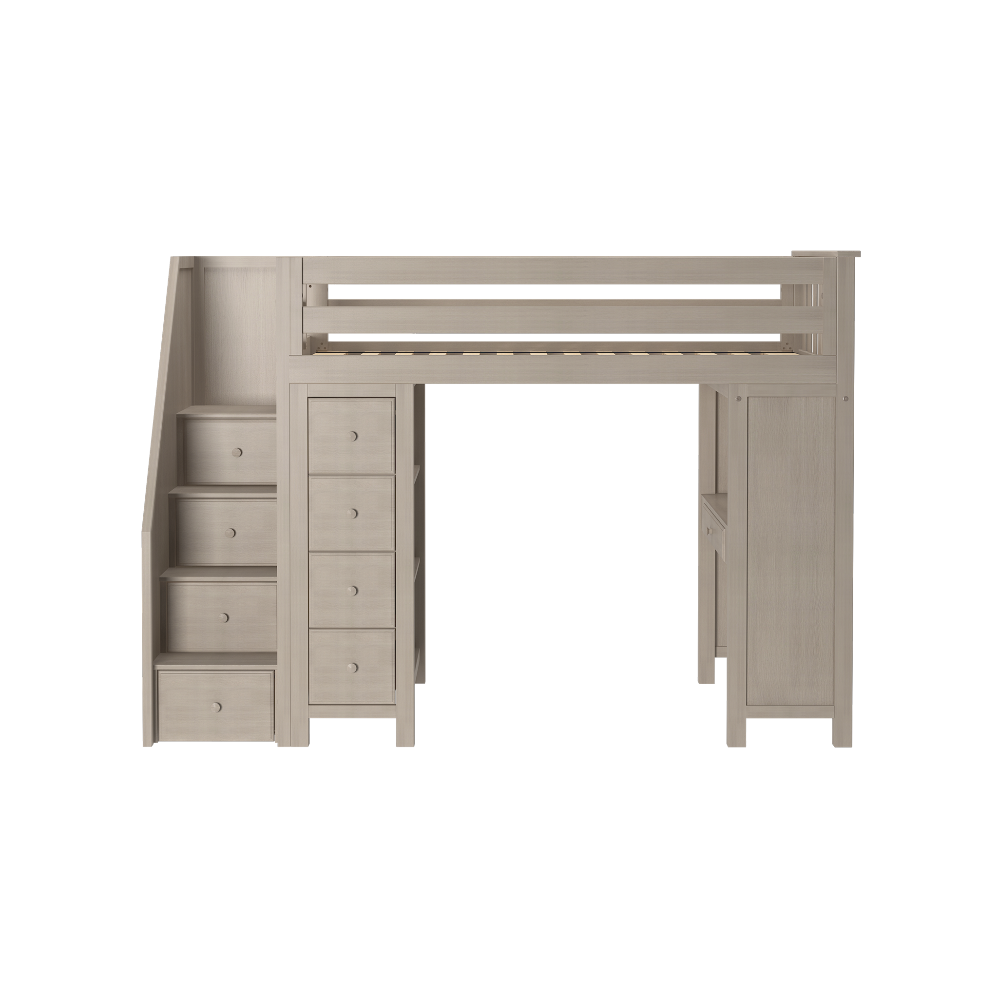 Chester 3 - Twin High Loft w/ Staircase, Dresser-Bookcase & Desk - Tots to Teens Furniture