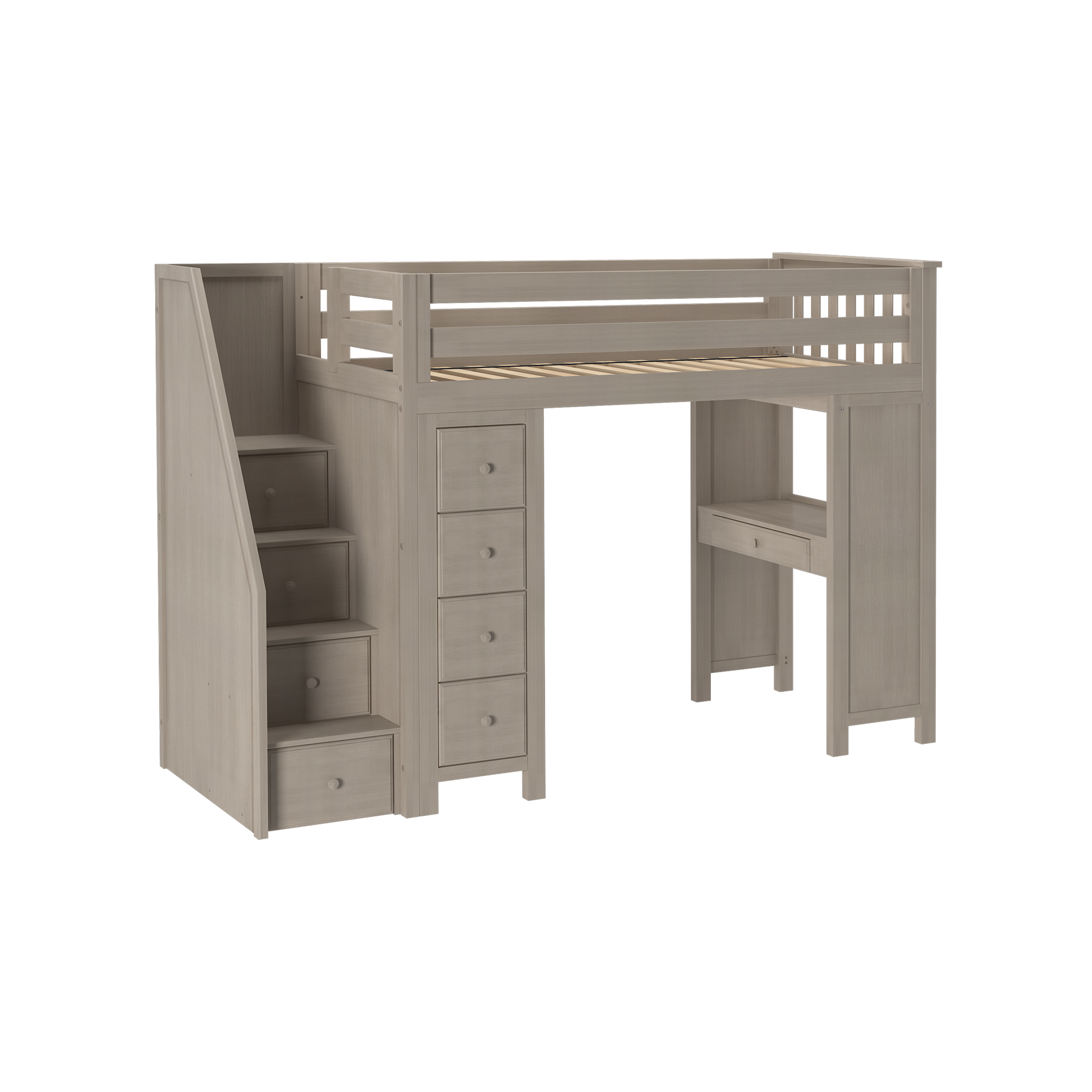 Chester 3 - Twin High Loft w/ Staircase, Dresser-Bookcase & Desk - Tots to Teens Furniture