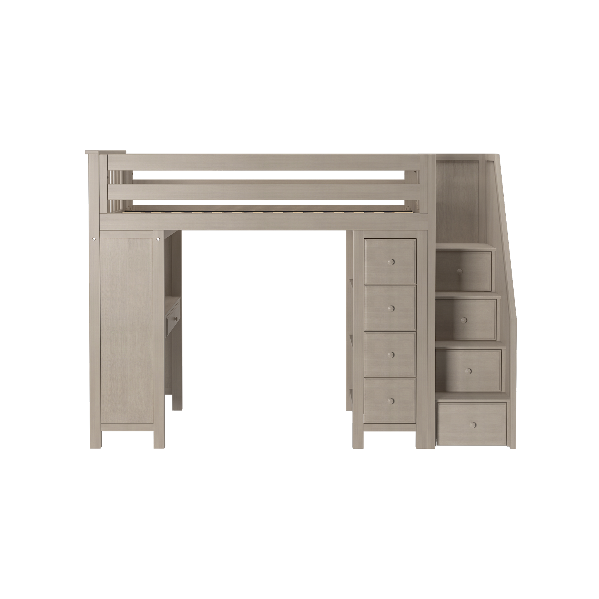 Chester 3 - Twin High Loft w/ Staircase, Dresser-Bookcase & Desk - Tots to Teens Furniture