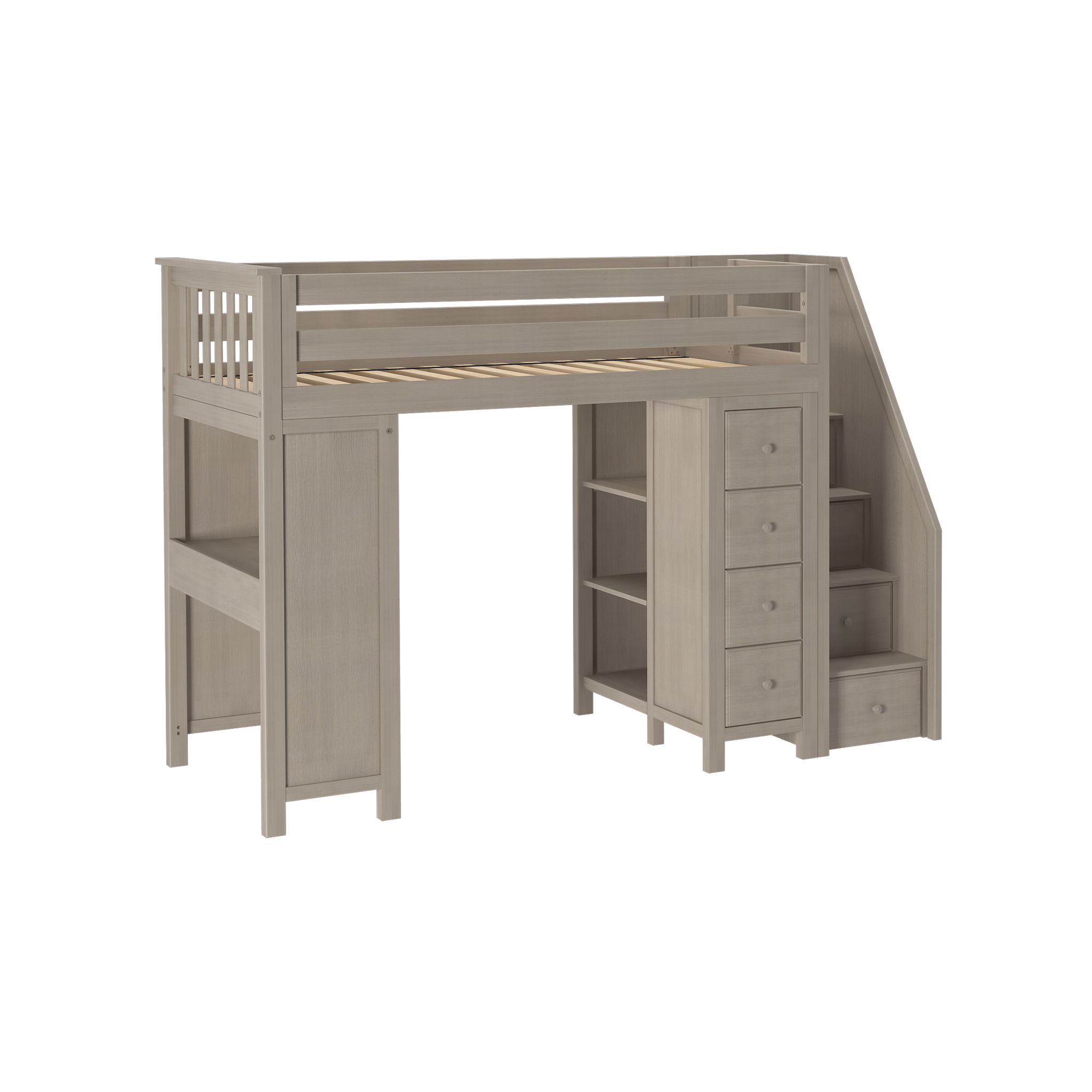 Chester 3 - Twin High Loft w/ Staircase, Dresser-Bookcase & Desk - Tots to Teens Furniture