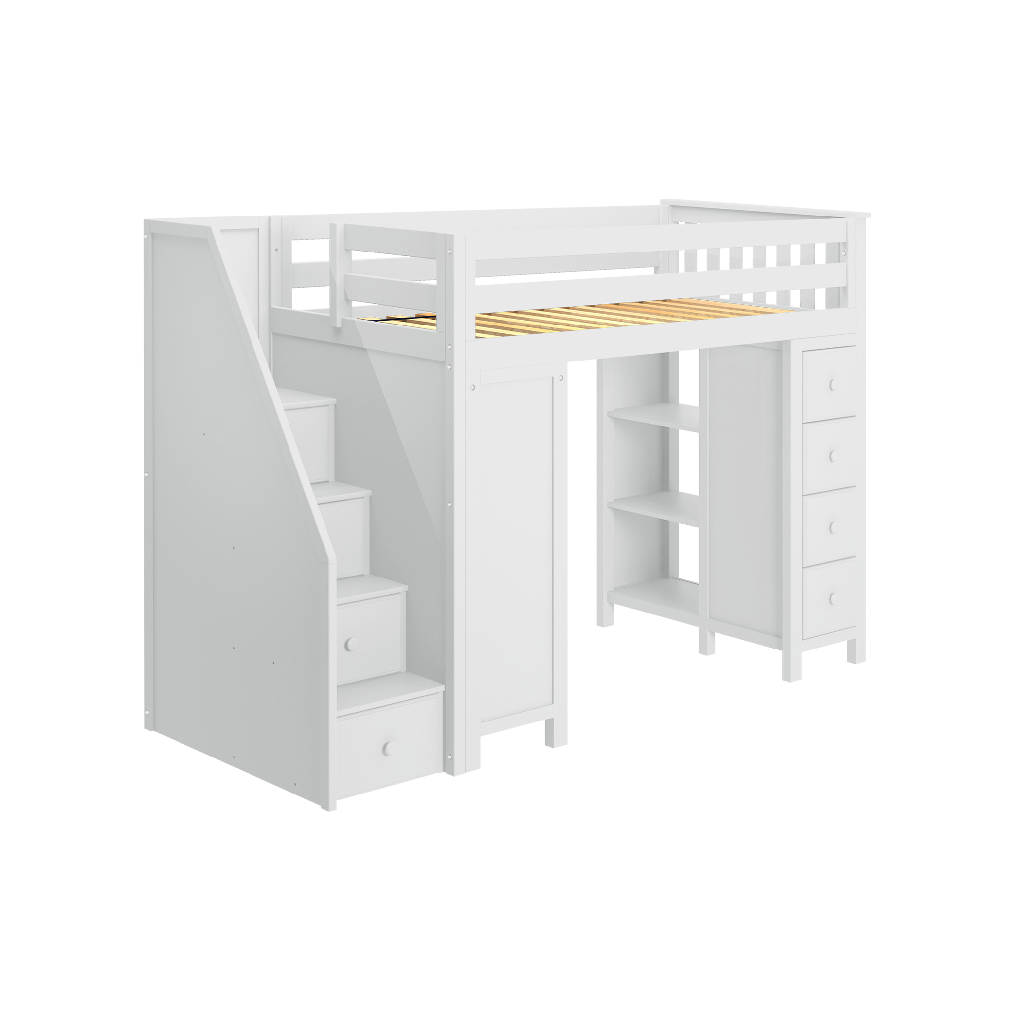 Chester 3 - Twin High Loft w/ Staircase, Dresser-Bookcase & Desk - Tots to Teens Furniture