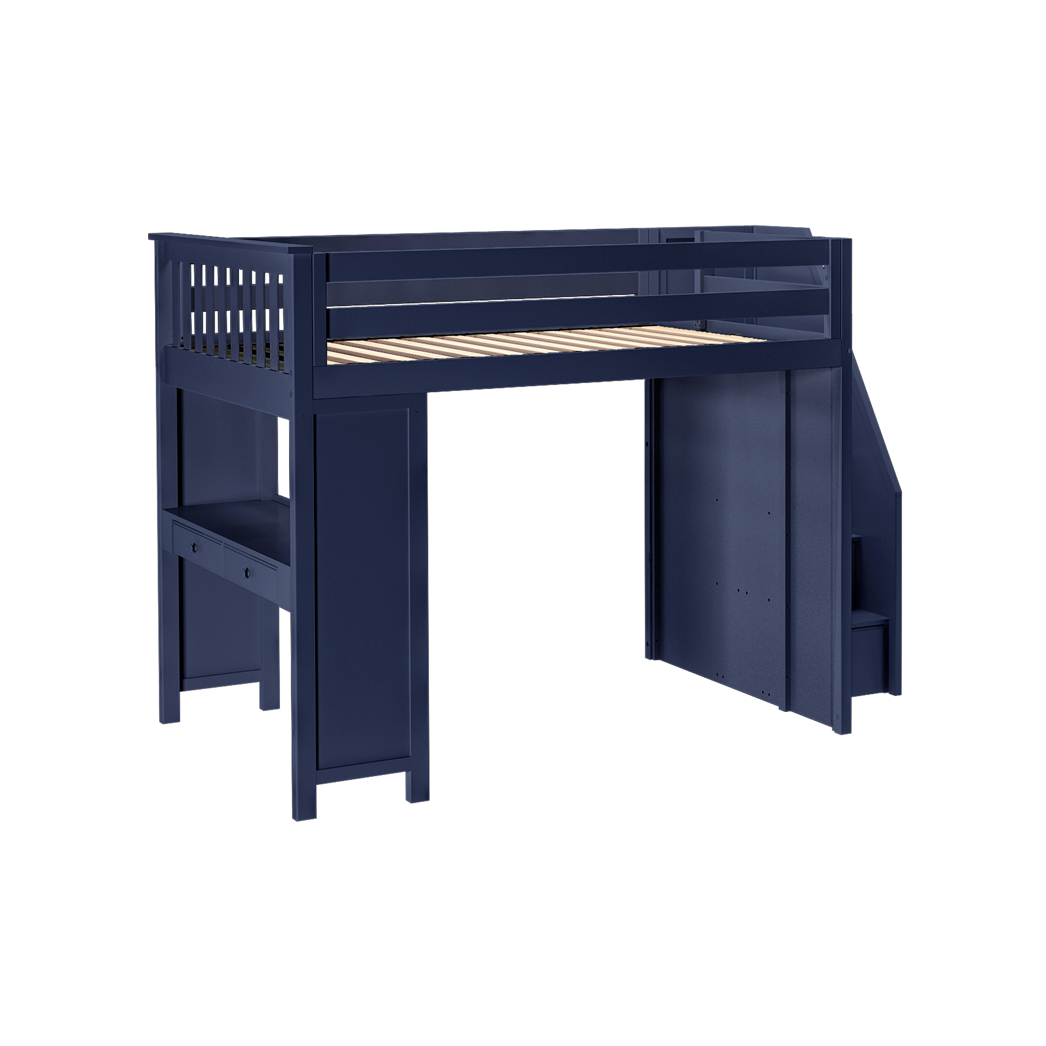 Fulham - Full High Loft w/ Staircase & Double-Drawer Desk - Tots to Teens Furniture