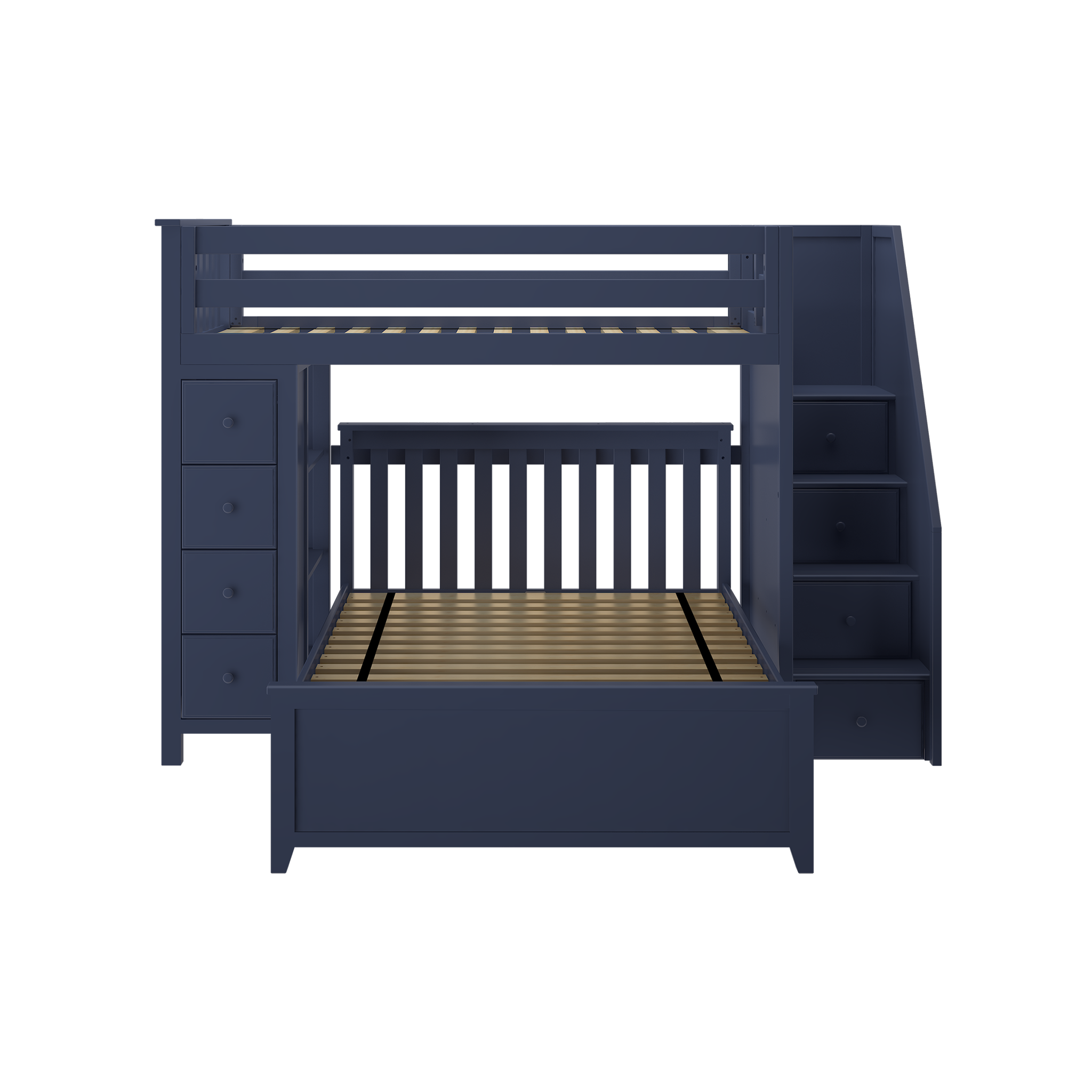 Oxford 1 - Twin High Loft w/ Staircase, Dresser-Bookcase & Full-Size bed - Tots to Teens Furniture