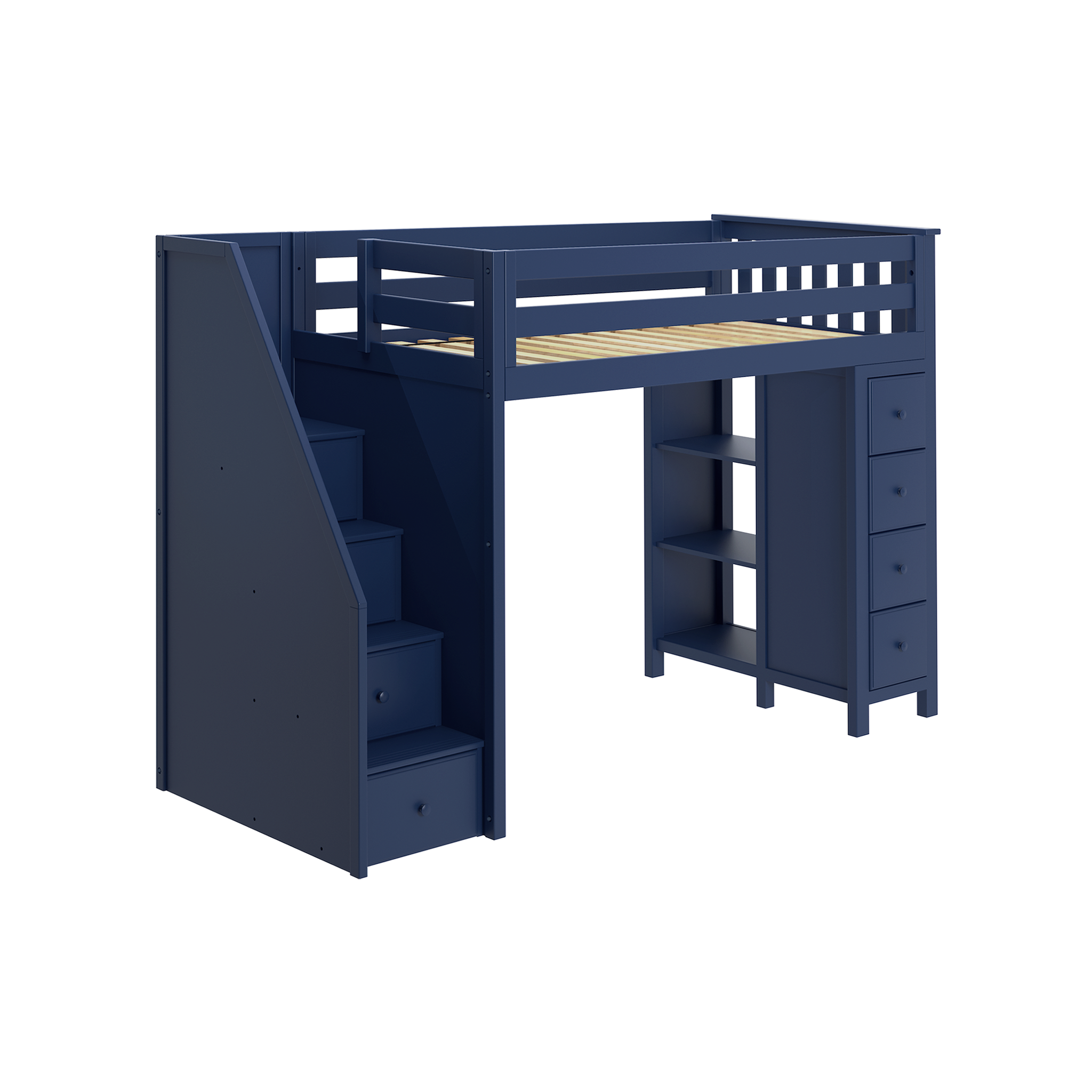 Oxford - Twin High Loft w/ Staircase & Dresser-Bookcase - Tots to Teens Furniture