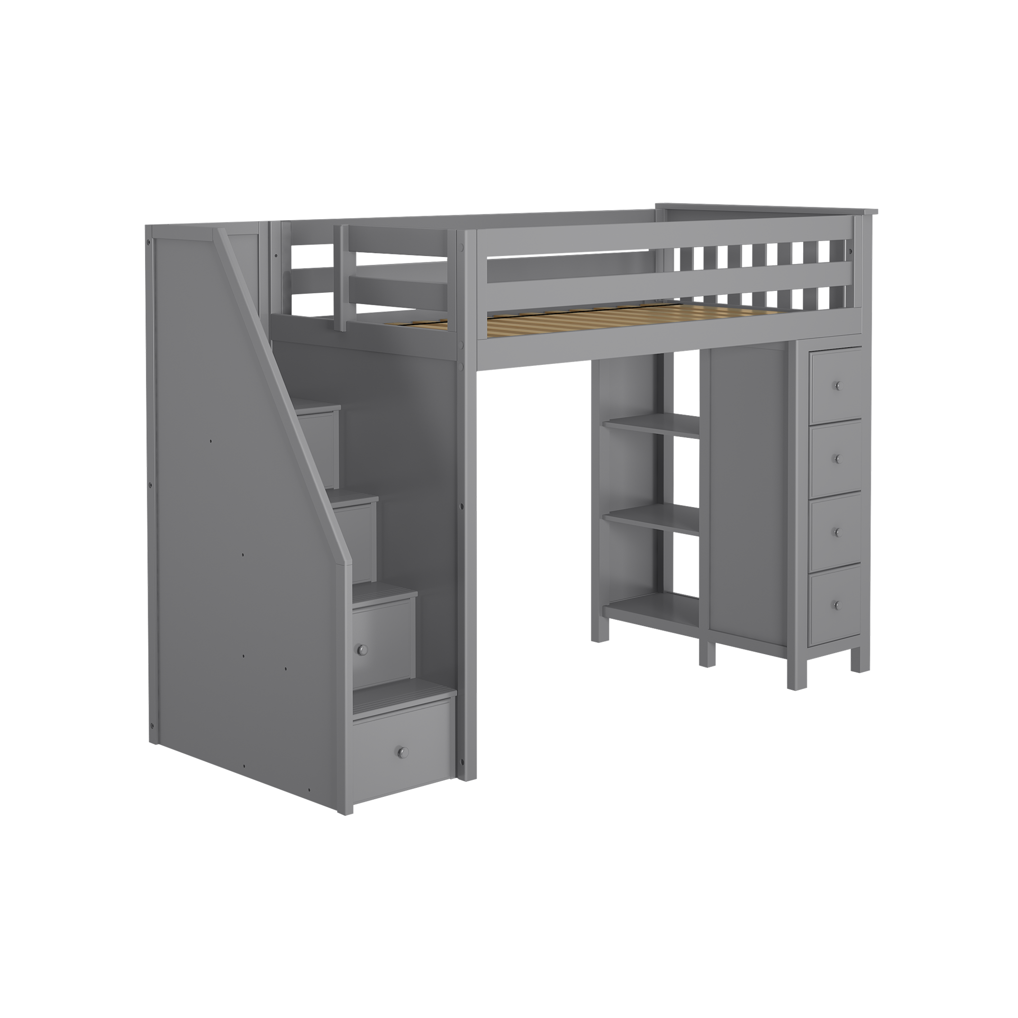 Oxford - Twin High Loft w/ Staircase & Dresser-Bookcase - Tots to Teens Furniture