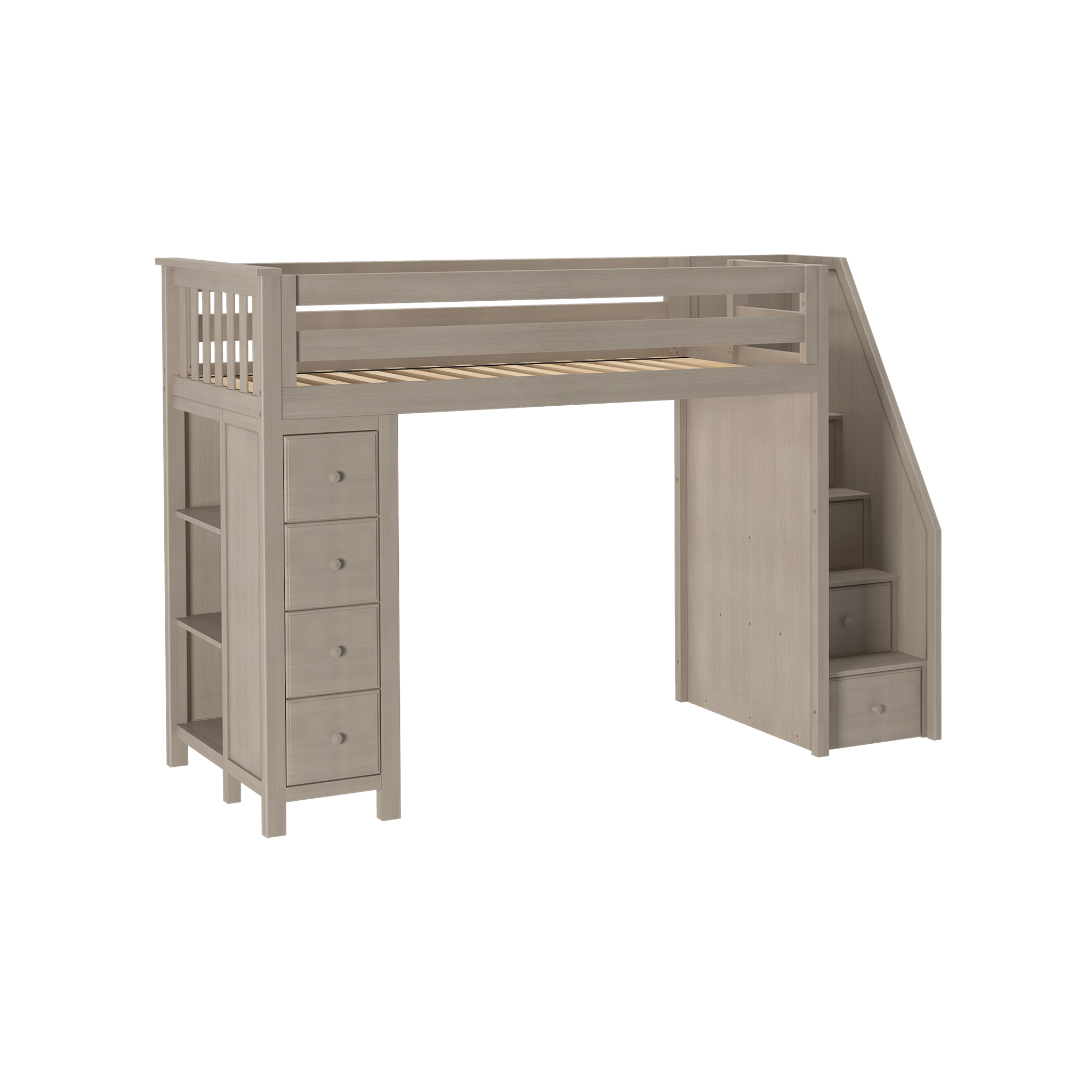 Oxford - Twin High Loft w/ Staircase & Dresser-Bookcase - Tots to Teens Furniture