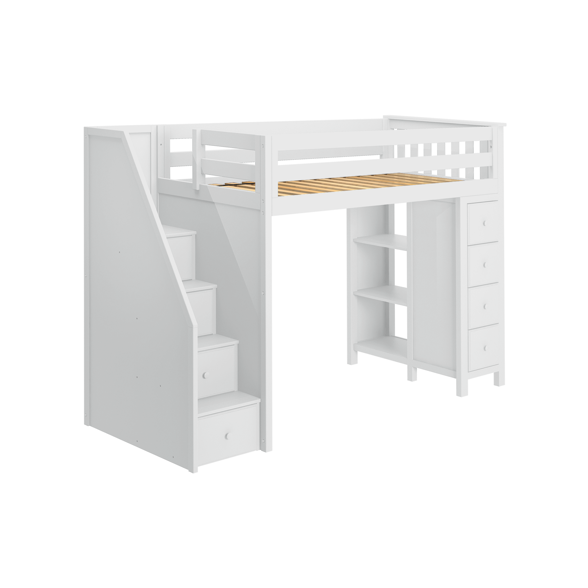 Oxford - Twin High Loft w/ Staircase & Dresser-Bookcase - Tots to Teens Furniture