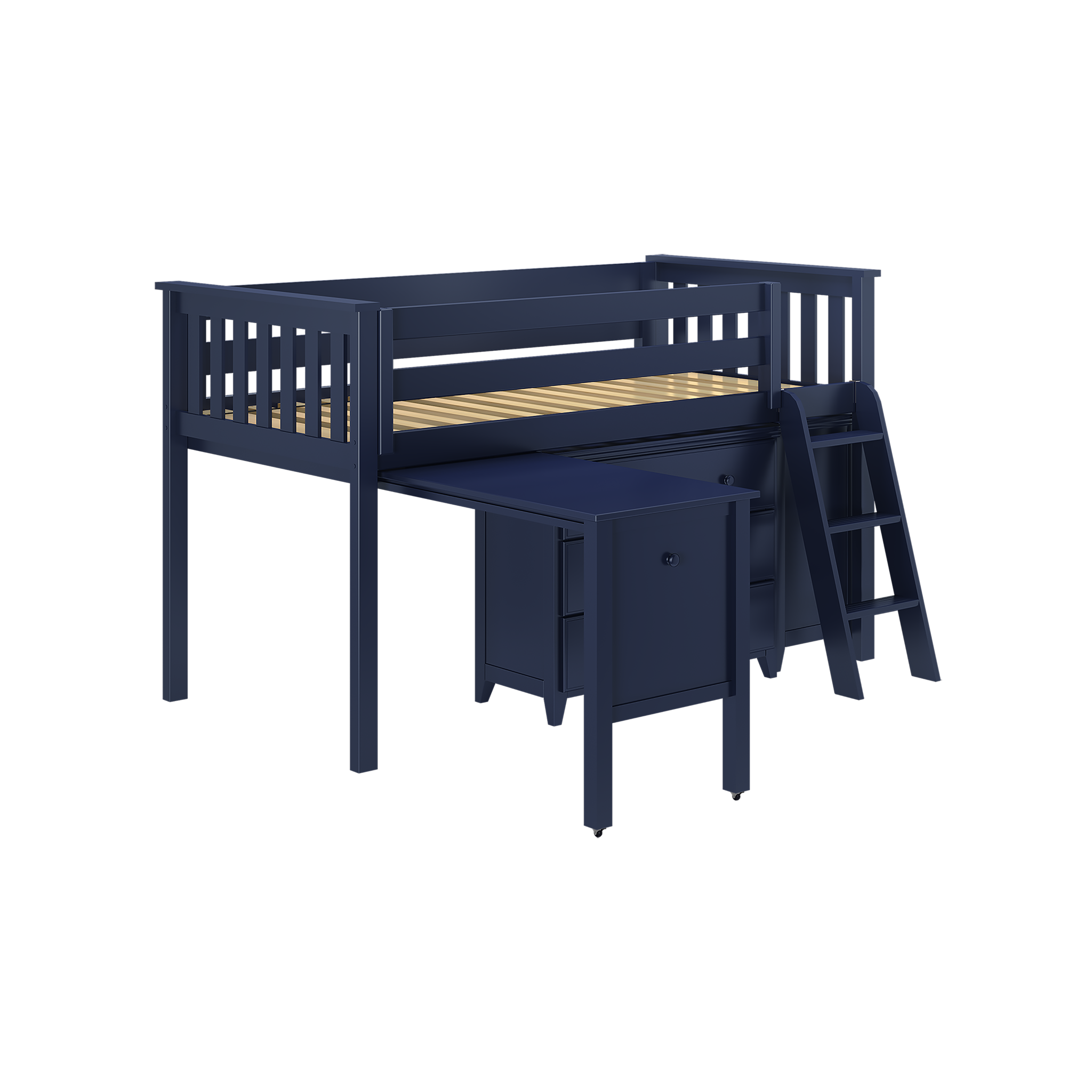 Windsor 3 - Low Loft Bed w/ Ladder, 2 Dressers & Pull-out Desk - Tots to Teens Furniture