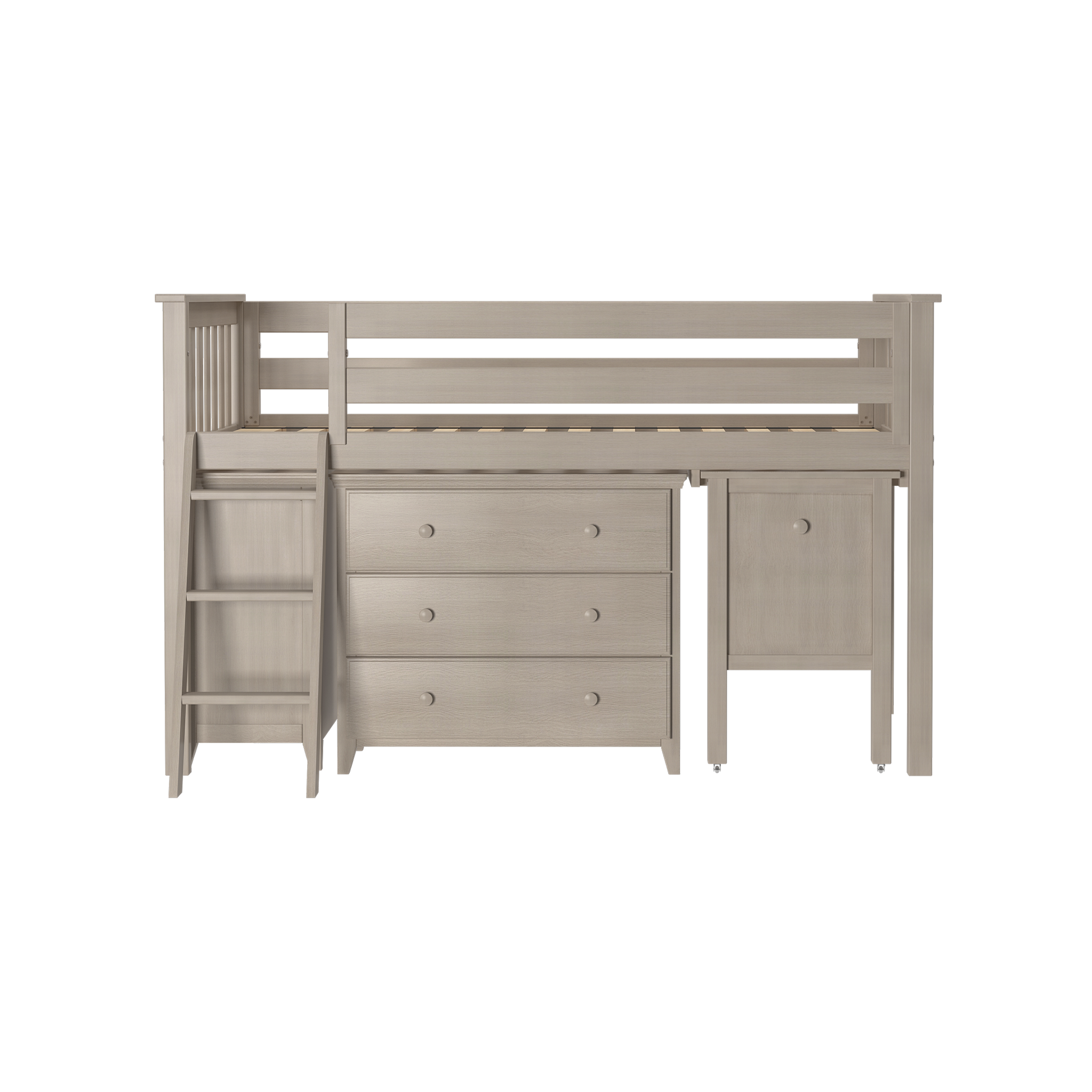 Windsor 3 - Low Loft Bed w/ Ladder, 2 Dressers & Pull-out Desk - Tots to Teens Furniture
