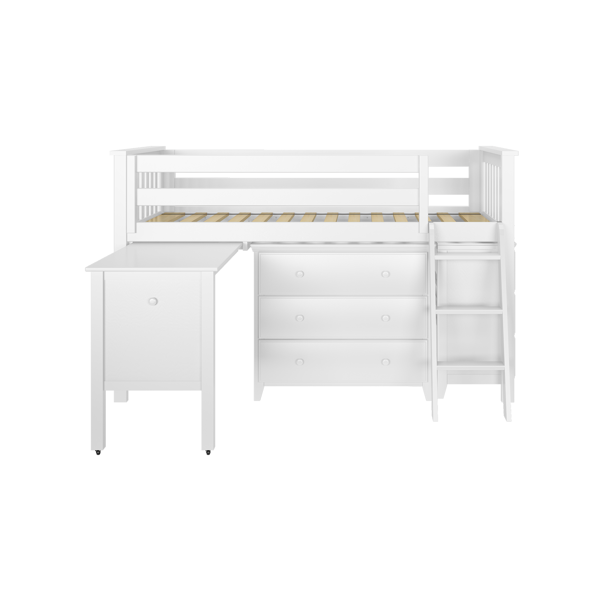 Windsor 3 - Low Loft Bed w/ Ladder, 2 Dressers & Pull-out Desk - Tots to Teens Furniture