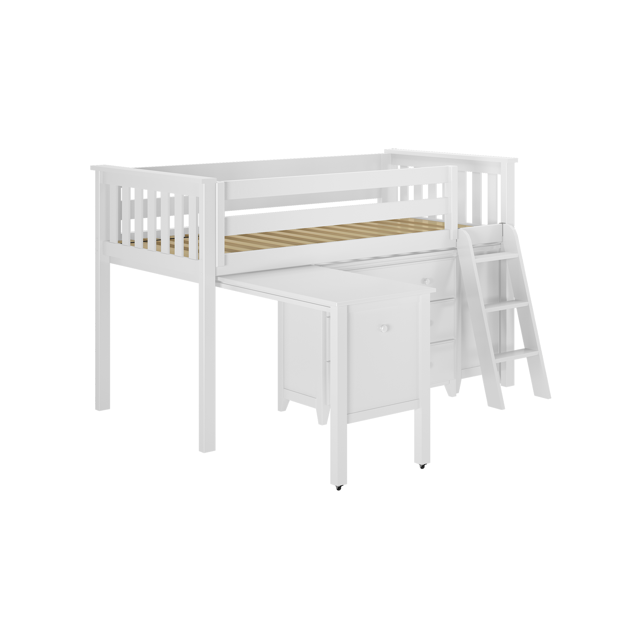 Windsor 3 - Low Loft Bed w/ Ladder, 2 Dressers & Pull-out Desk - Tots to Teens Furniture
