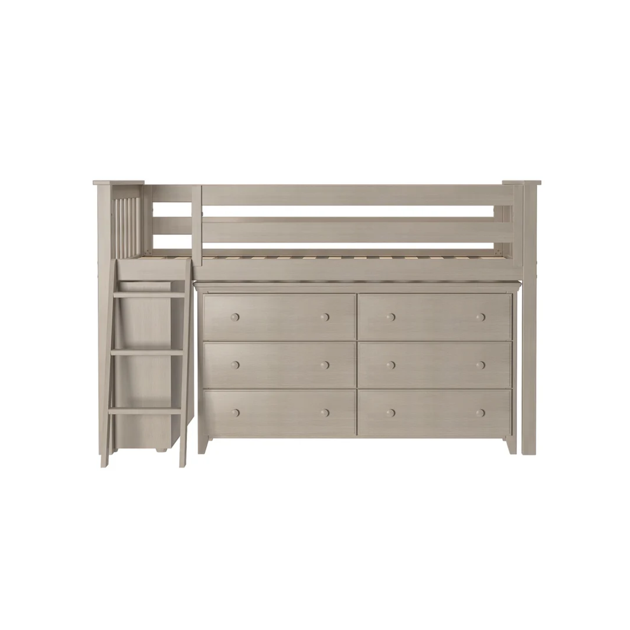 Windsor - Low Loft Bed w/ Angle Ladder, 6-Drawer Dresser & Bookcase - Tots to Teens Furniture