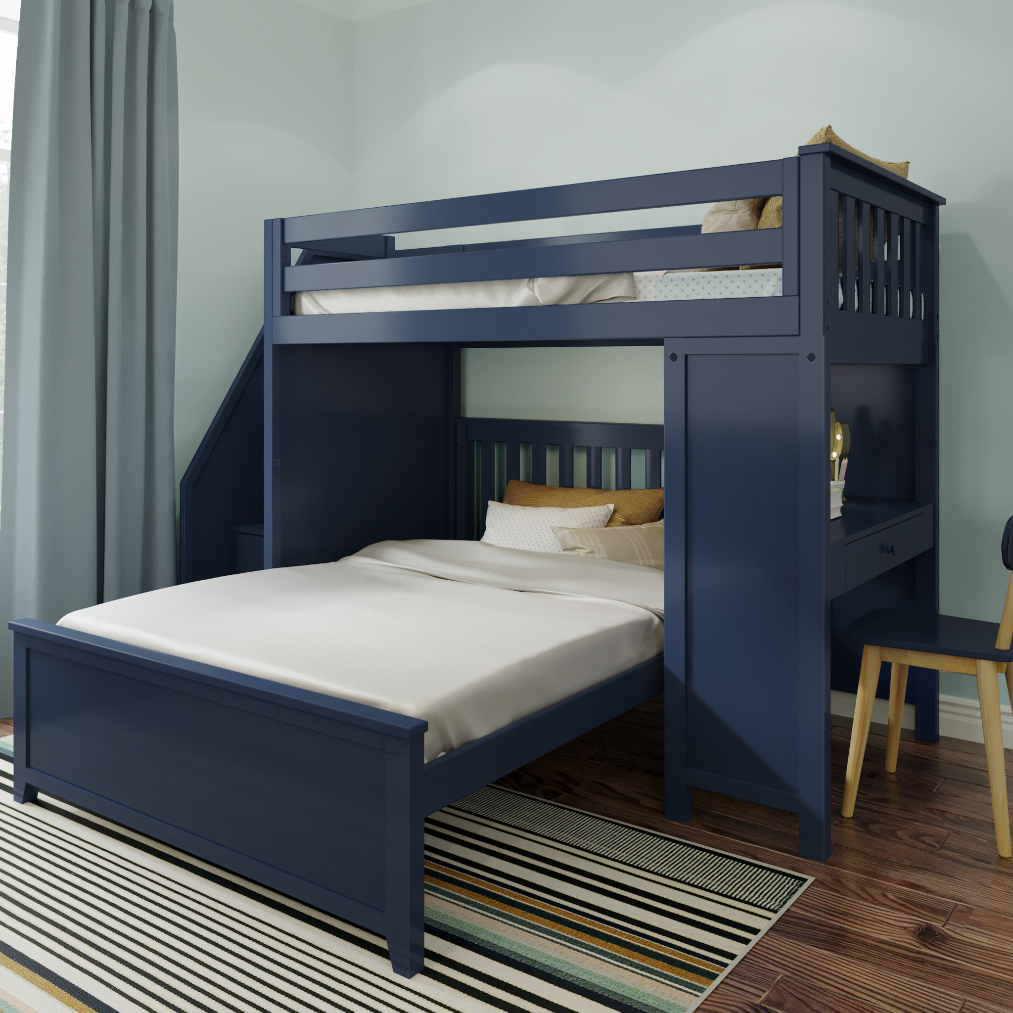 Brighton 1 - Twin High Loft w/ Staircase, Desk & Full-Size Bed - Tots to Teens Furniture