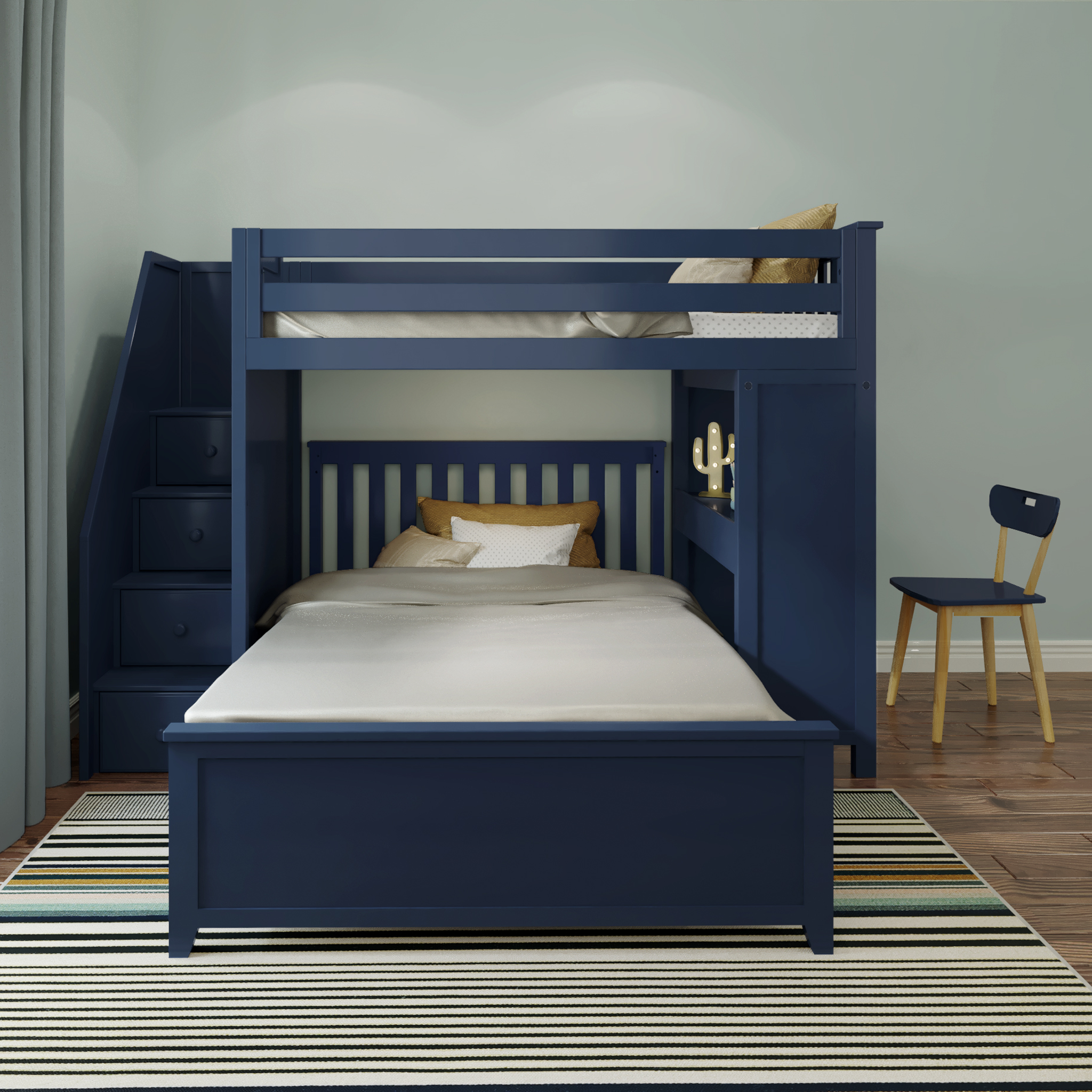 Brighton 1 - Twin High Loft w/ Staircase, Desk & Full-Size Bed - Tots to Teens Furniture