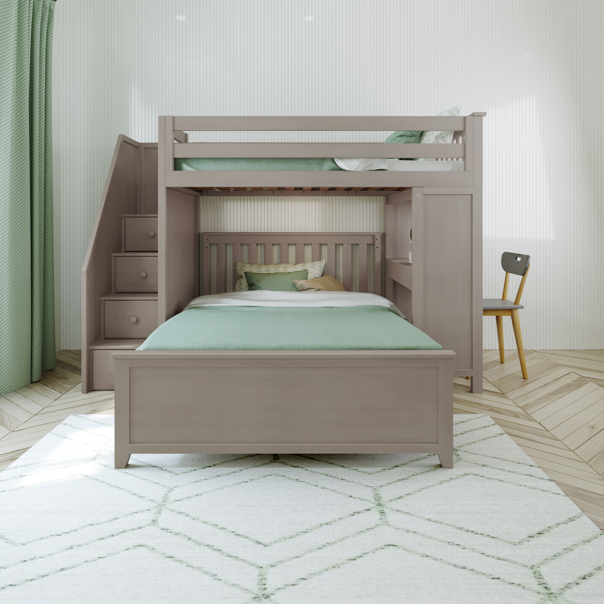 Brighton 1 - Twin High Loft w/ Staircase, Desk & Full-Size Bed - Tots to Teens Furniture