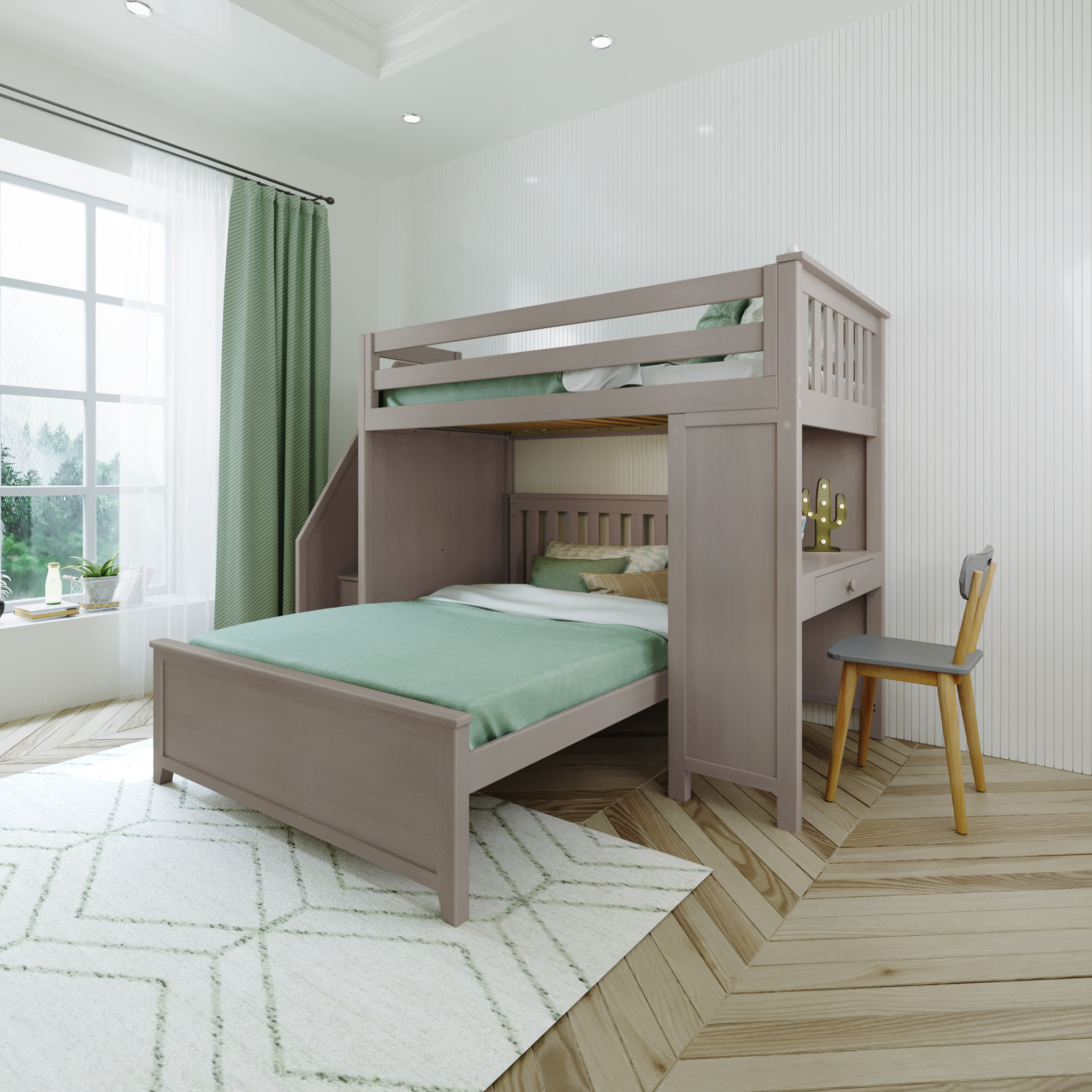 Brighton 1 - Twin High Loft w/ Staircase, Desk & Full-Size Bed - Tots to Teens Furniture