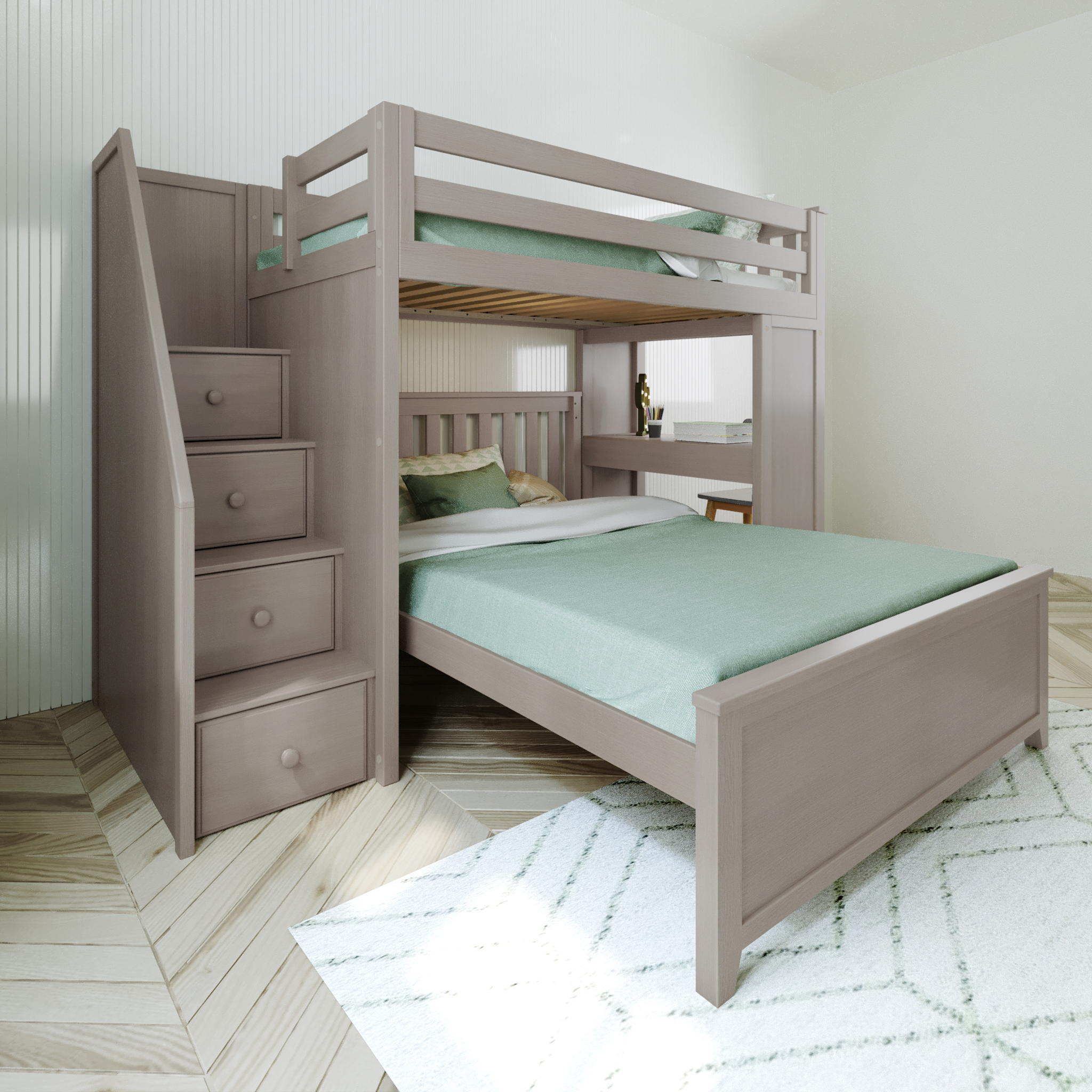 Brighton 1 - Twin High Loft w/ Staircase, Desk & Full-Size Bed - Tots to Teens Furniture